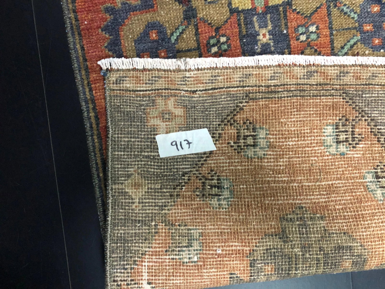 Vintage Floral Design Turkish Handmade Orange Small Rug - 5