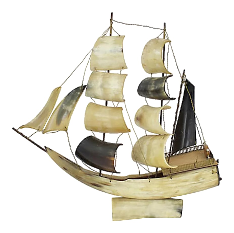 Mid-Century Italian Horn Musical Ship Model (1 of 6)