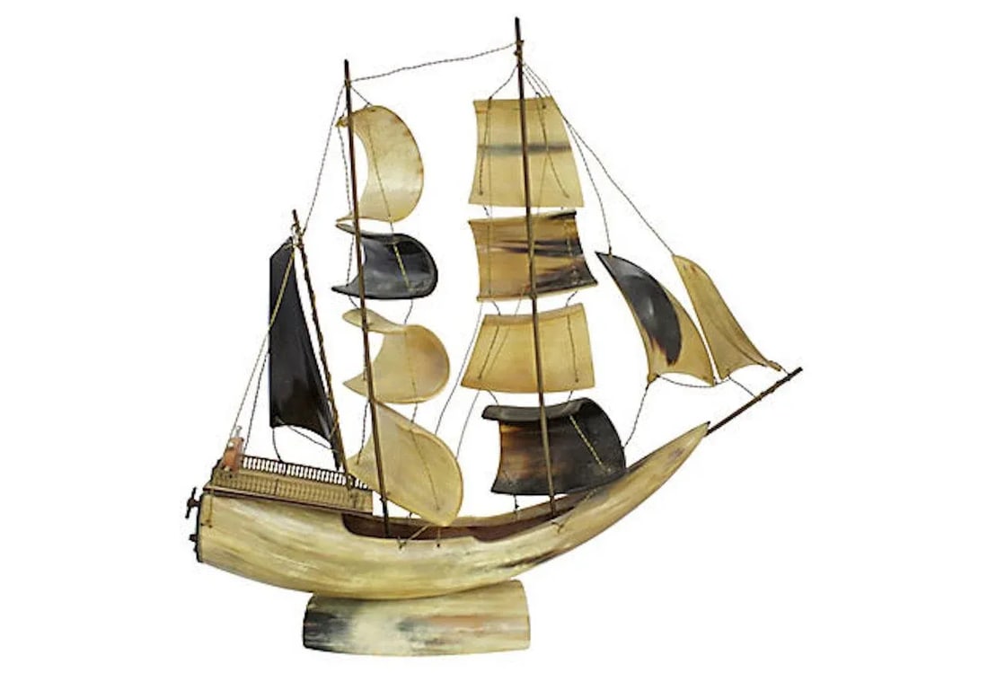 Mid-Century Italian Horn Musical Ship Model - 2