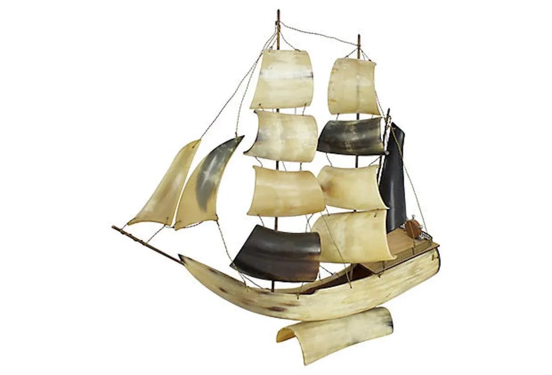Mid-Century Italian Horn Musical Ship Model - 3