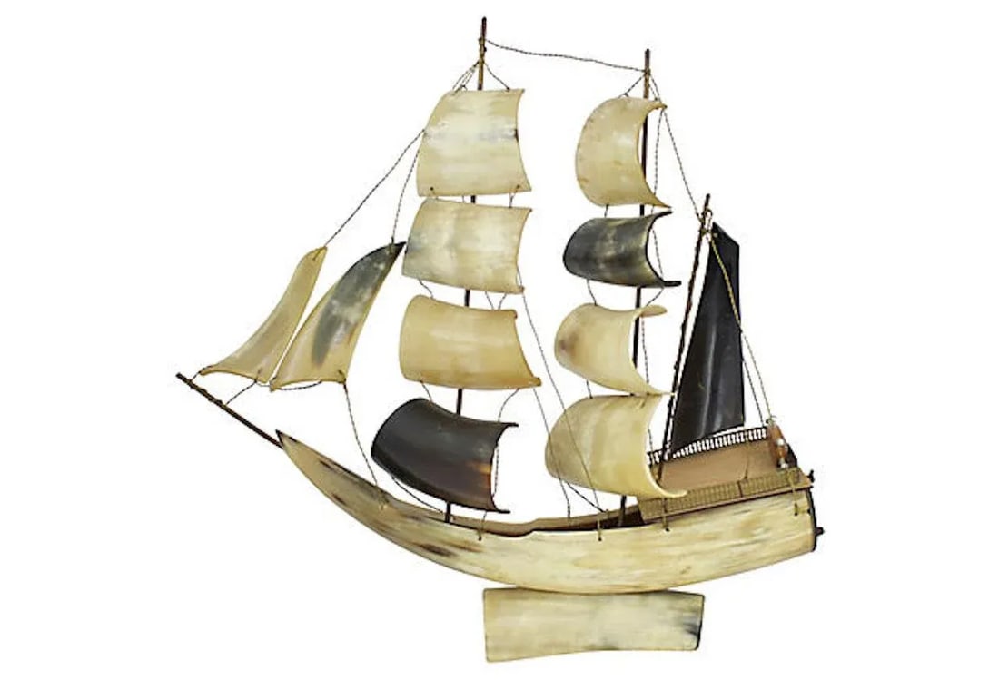 Mid-Century Italian Horn Musical Ship Model - 6
