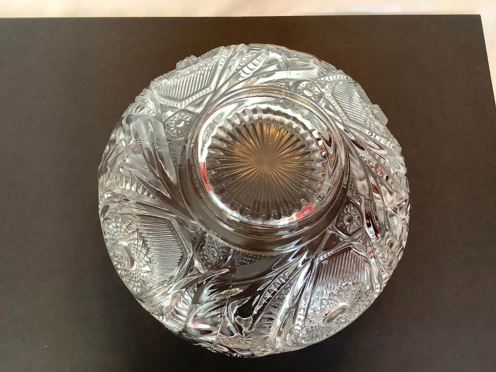 Vintage E. Smith Heavy Clear Cut Glass Reproduction Bowl - 10