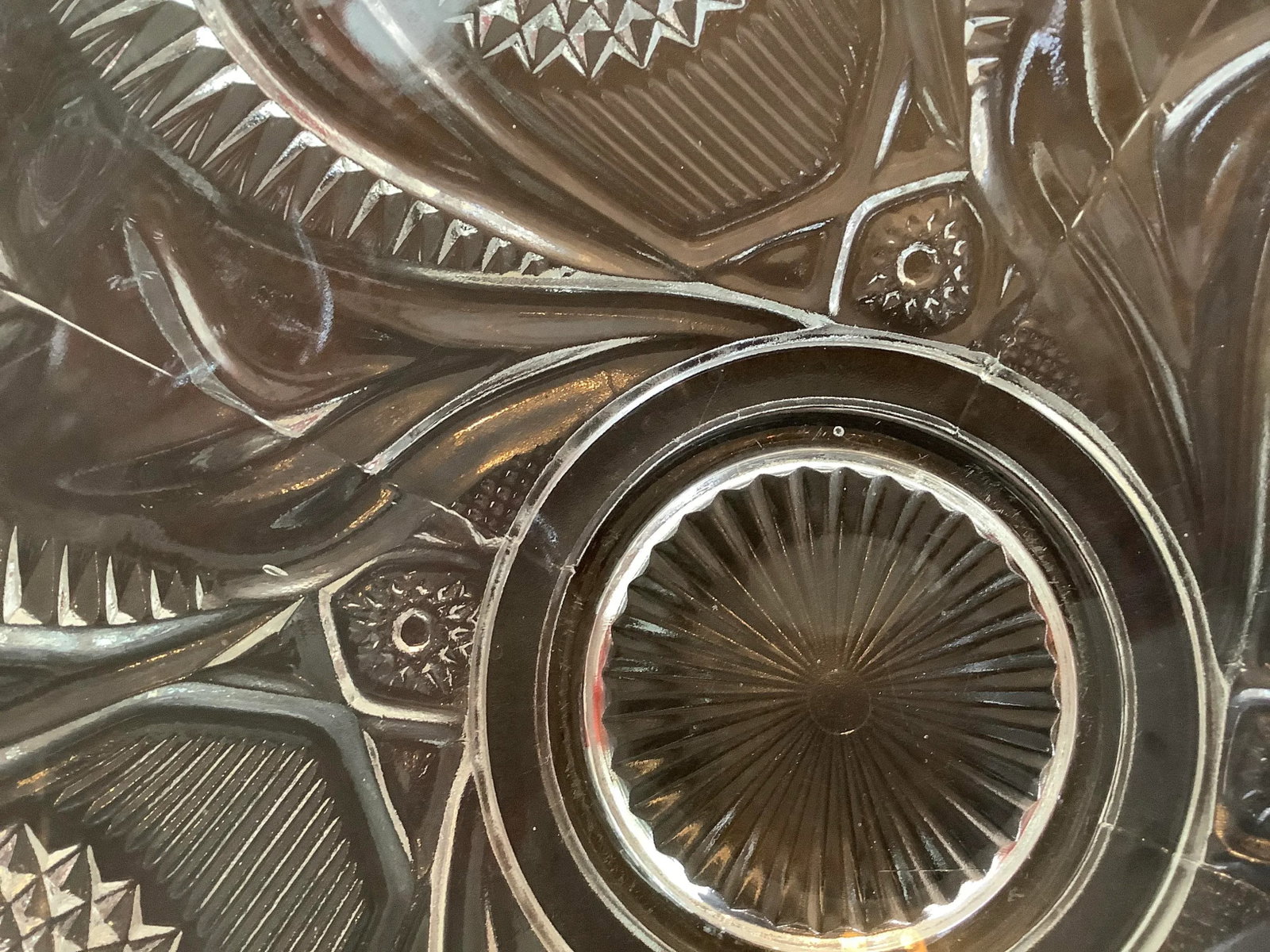 Vintage E. Smith Heavy Clear Cut Glass Reproduction Bowl - 12