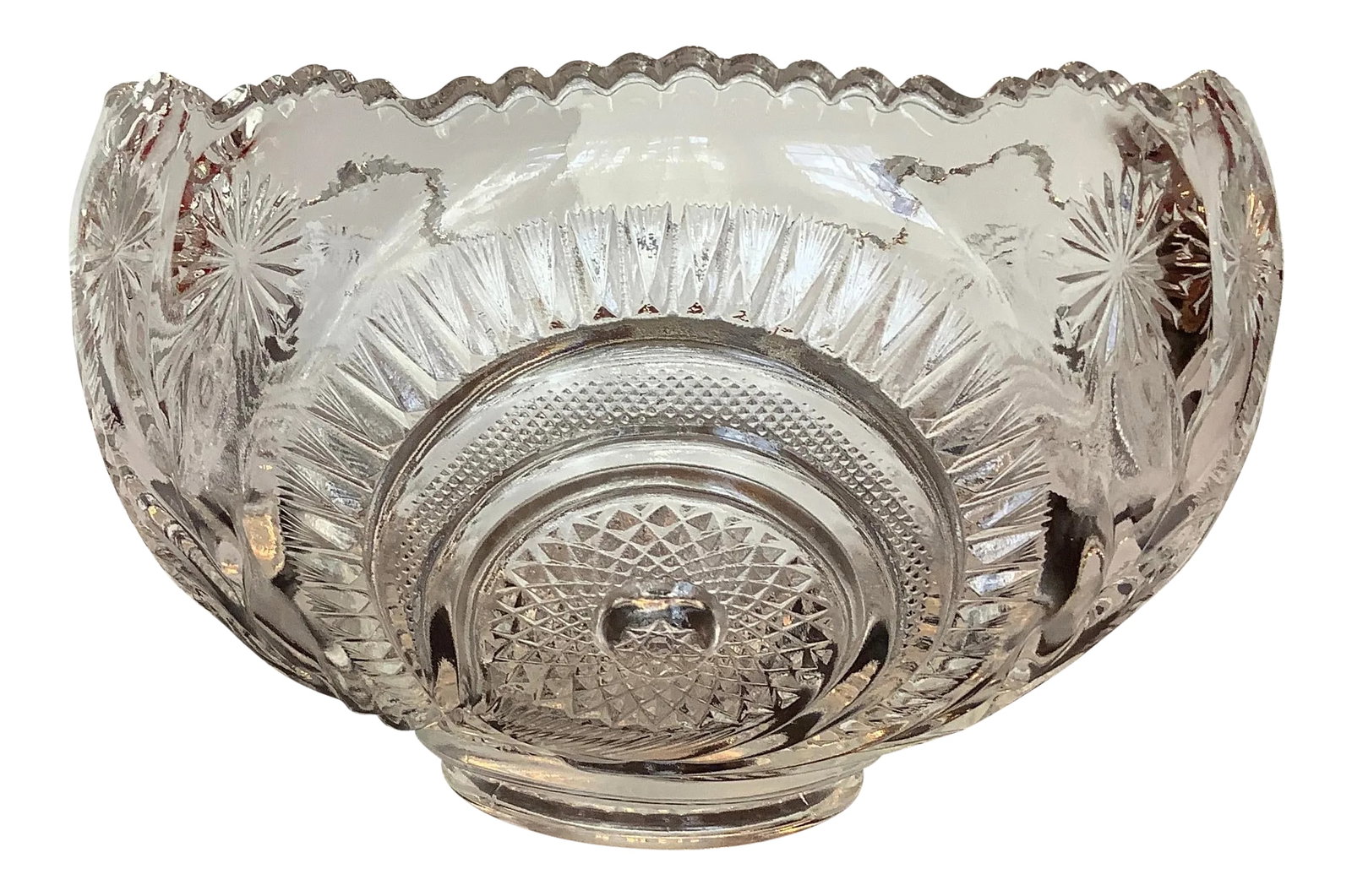 Vintage E. Smith Heavy Clear Cut Glass Reproduction Bowl (1 of 13)