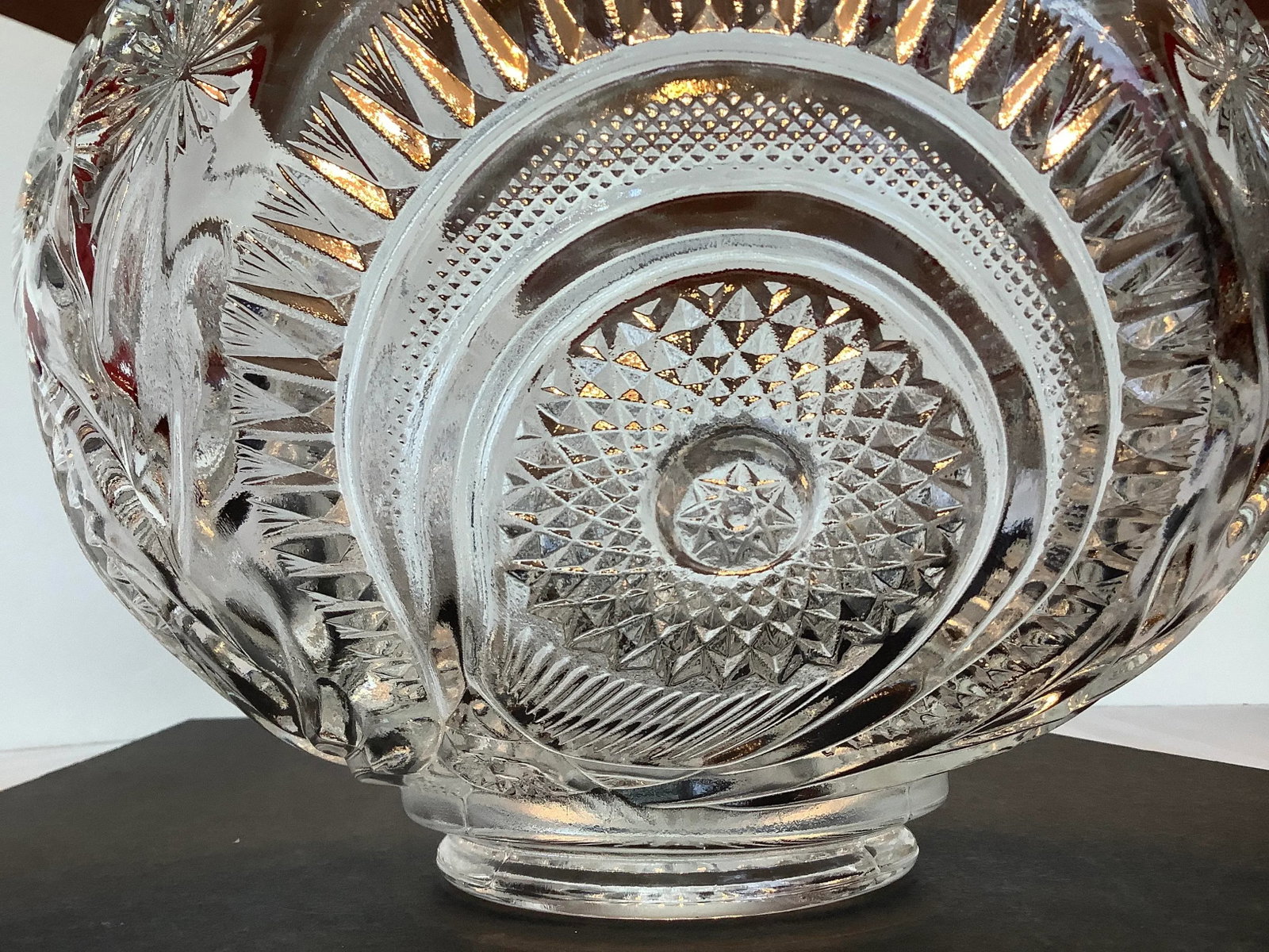 Vintage E. Smith Heavy Clear Cut Glass Reproduction Bowl - 7