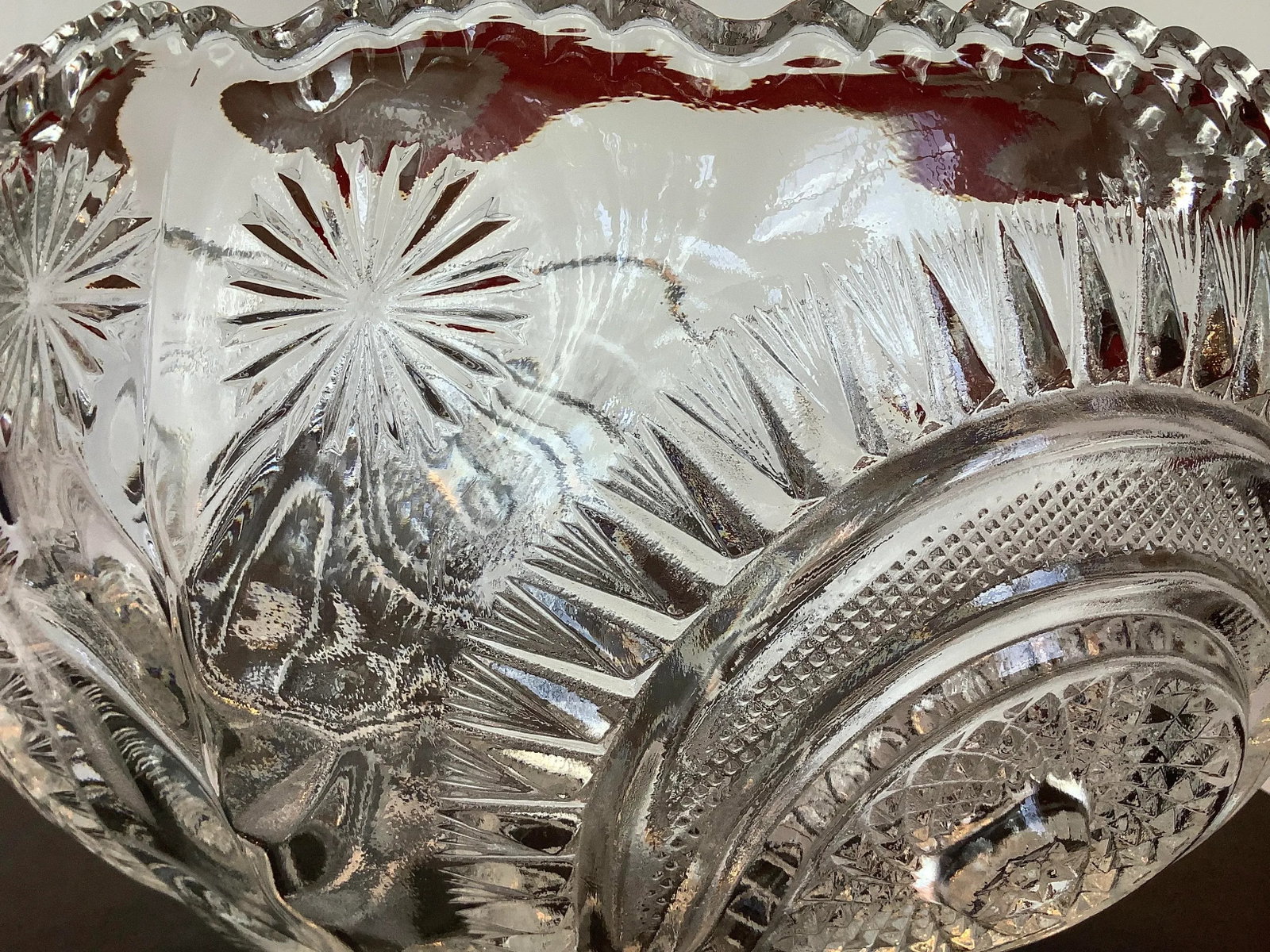 Vintage E. Smith Heavy Clear Cut Glass Reproduction Bowl - 8