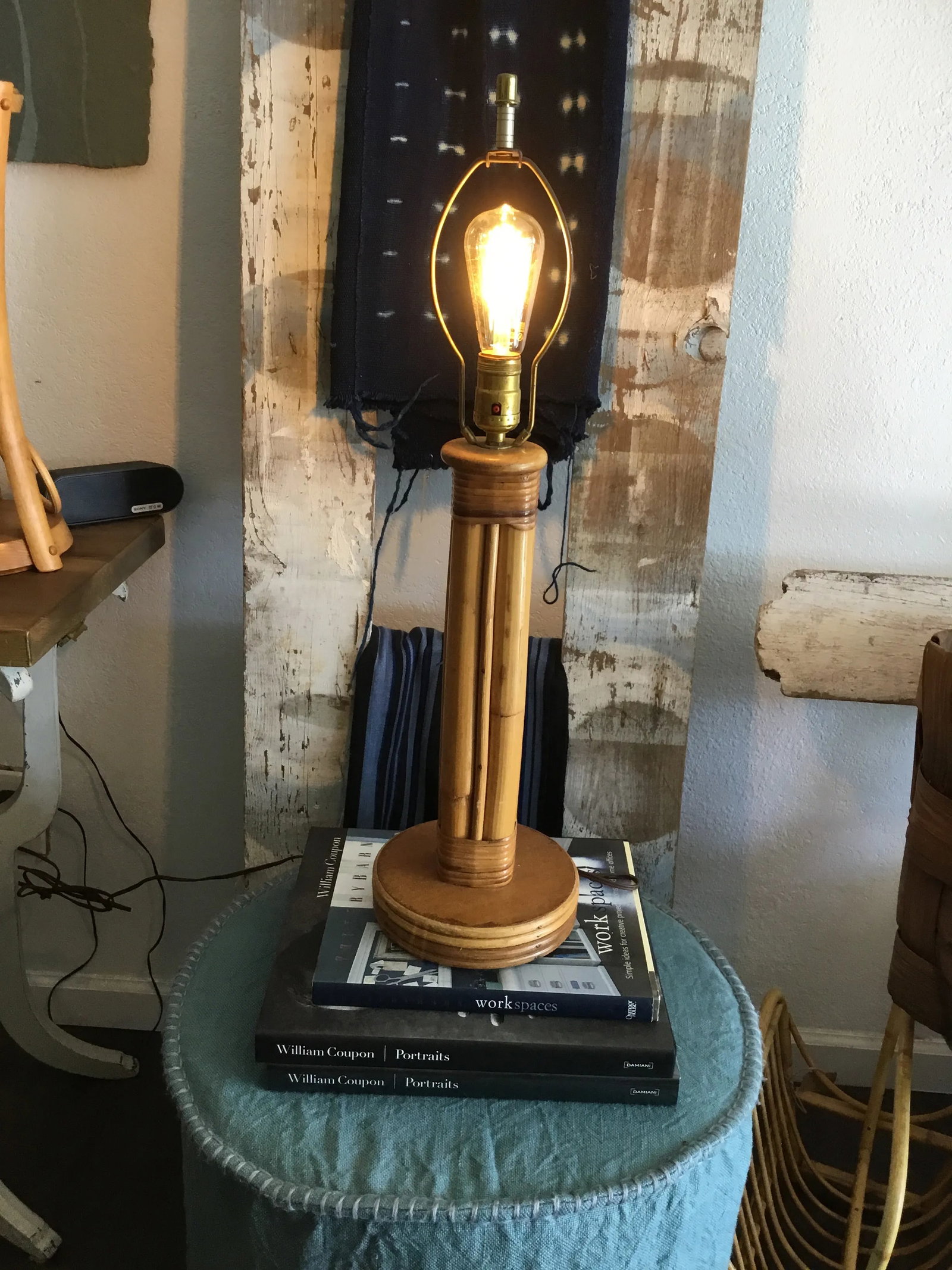 Mid Century Rattan Table Lamp - 11
