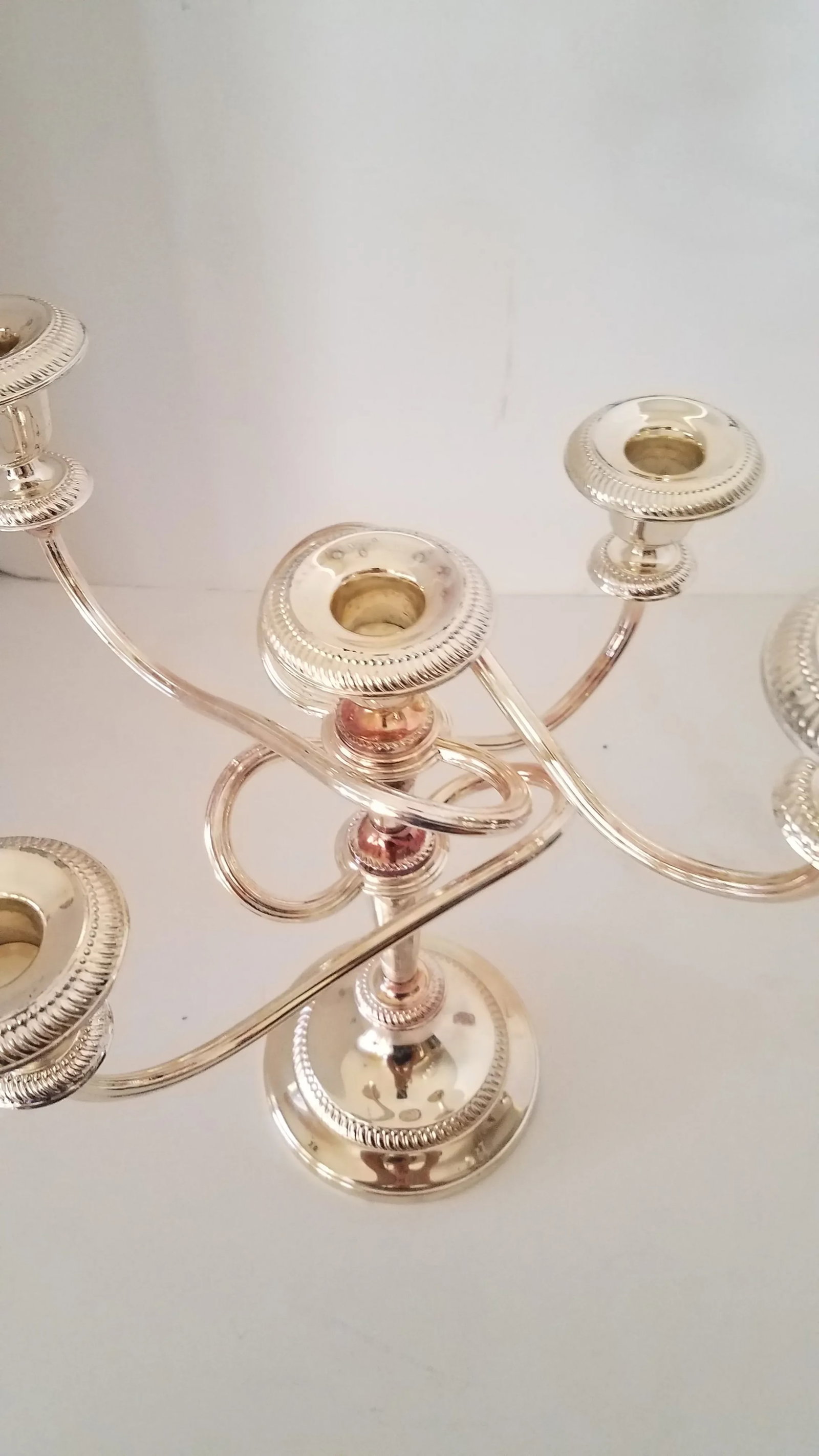 Vintage Silver on Copper Five Arm Convertible Candelabra - 2