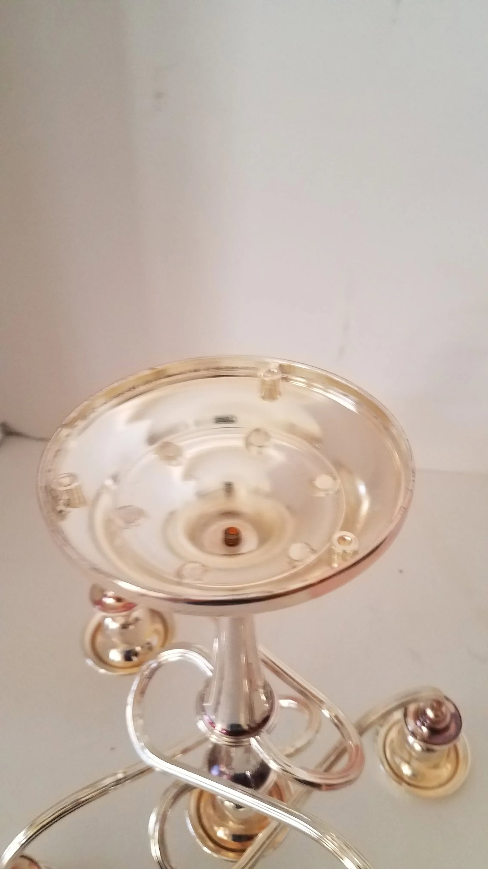 Vintage Silver on Copper Five Arm Convertible Candelabra - 3