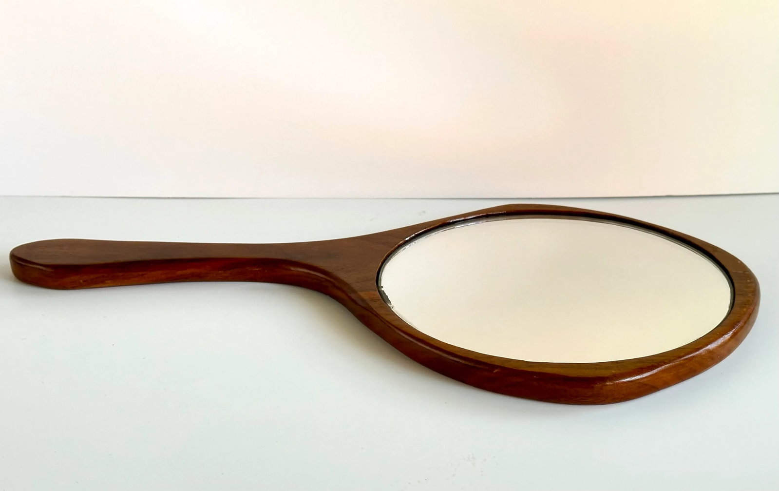 MCM Sculpted Walnut Hand Mirror - 4