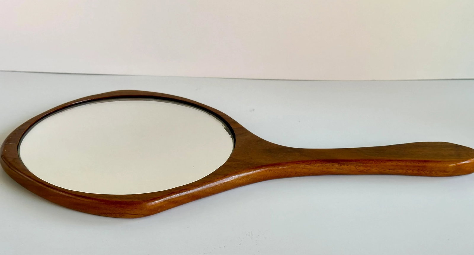 MCM Sculpted Walnut Hand Mirror - 5