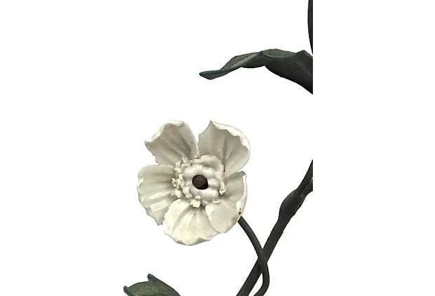Antique Tole & Porcelain Floral Candle Sconce - 4