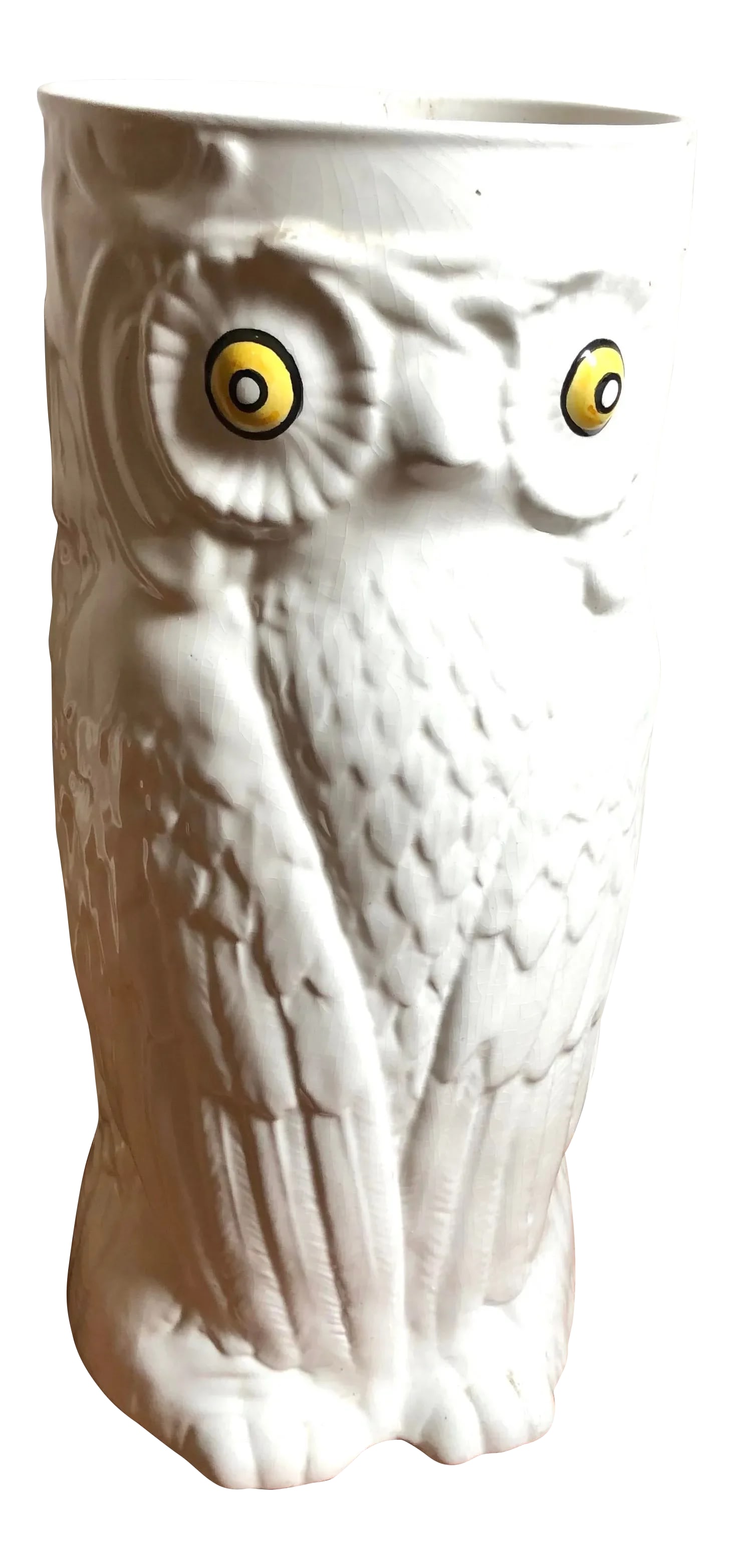 Mid Century White Ceramic Owl Umbrella Stand (1 of 8)