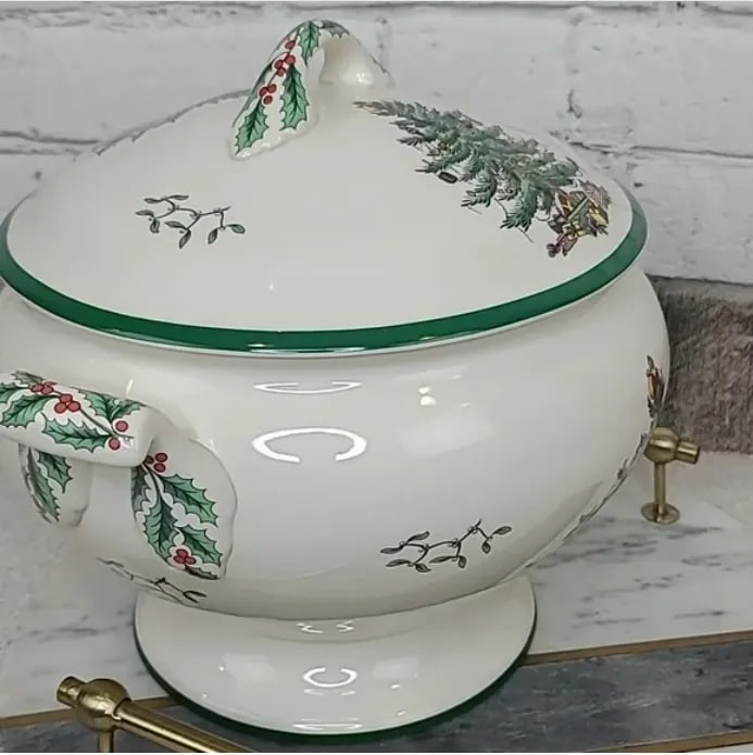1990s Spode Christmas Tree Ceramic Soup Tureen - 12