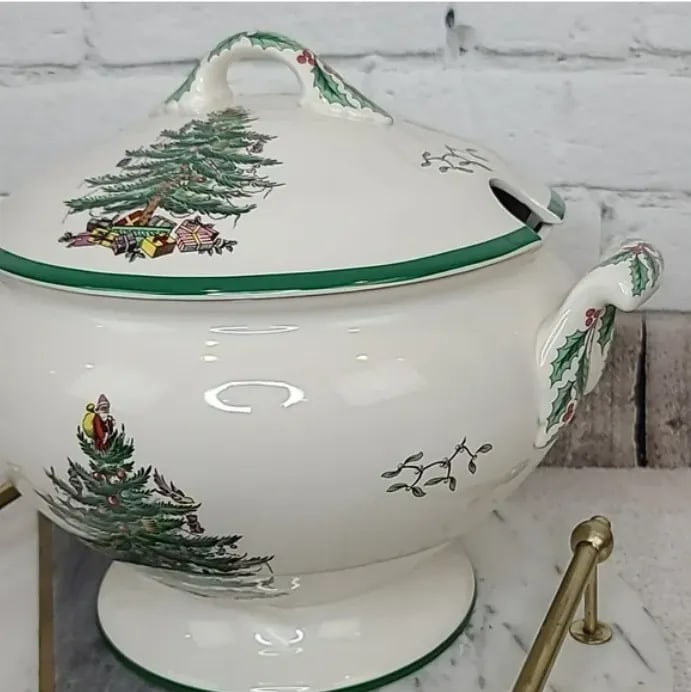 1990s Spode Christmas Tree Ceramic Soup Tureen - 6