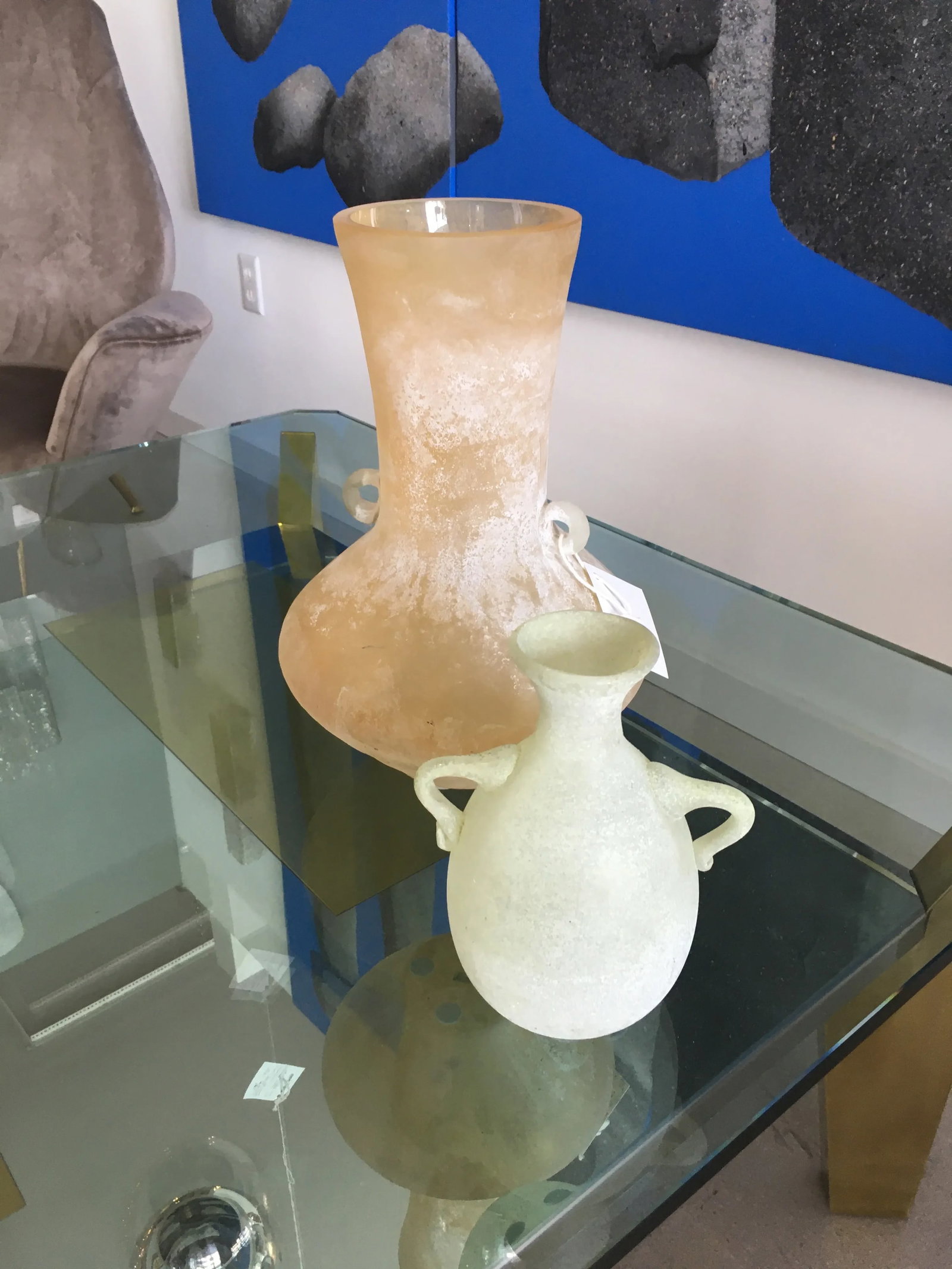 1970s Murano Glass Pale Green Scavo Vase - 2