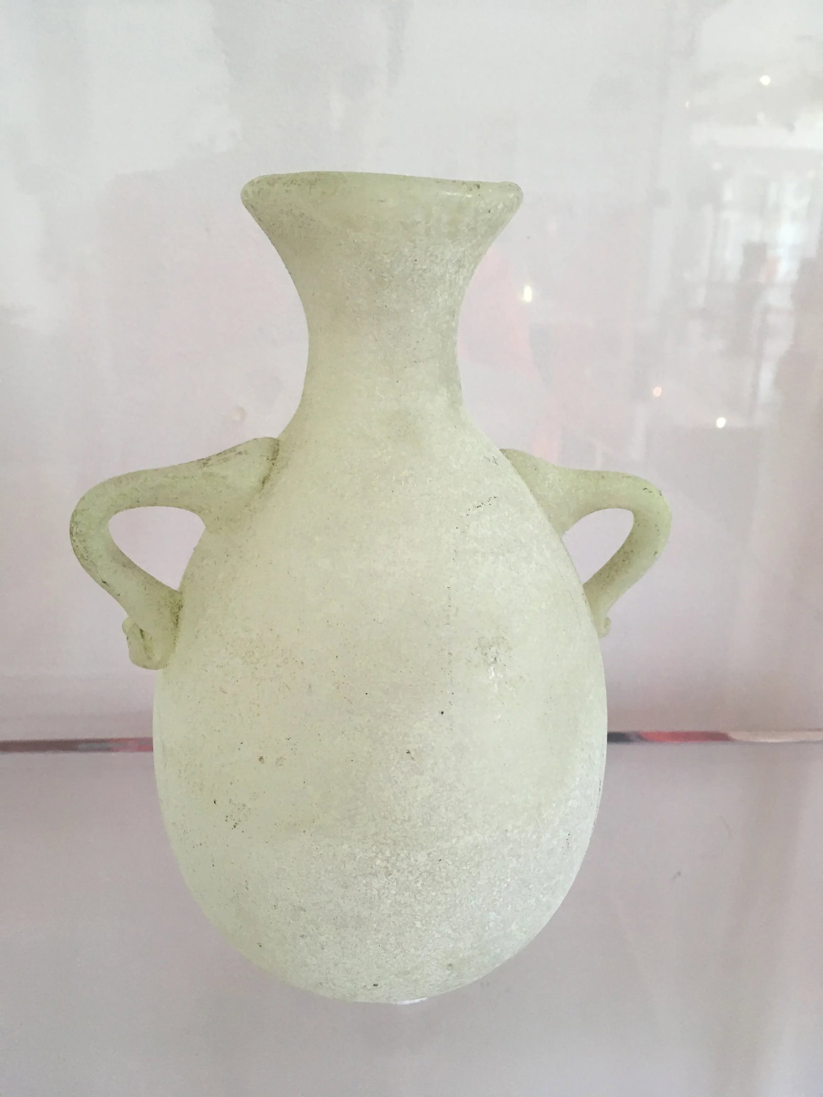 1970s Murano Glass Pale Green Scavo Vase - 9