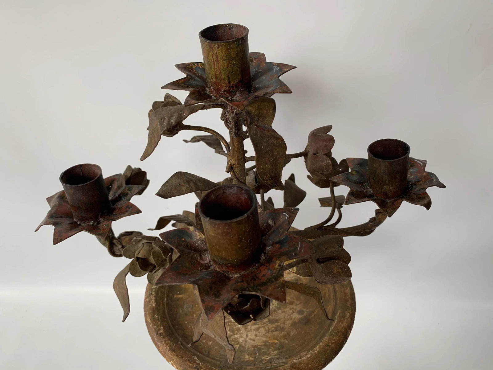 Antique Italian Gilded Wood and Tole Candelabra for 5 Candles - 5