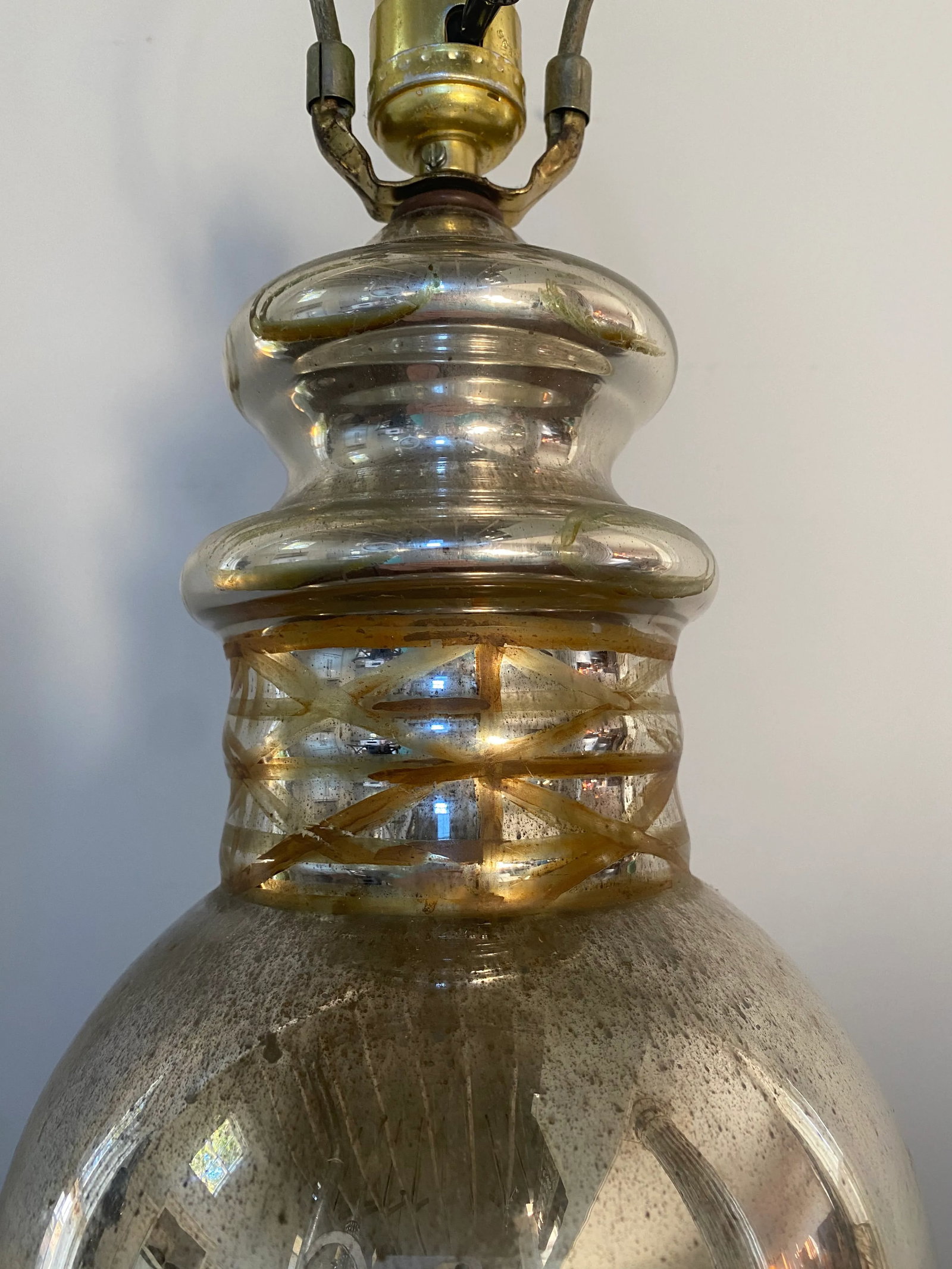 Antique Early 20th Century Mercury Glass Lamp - 2