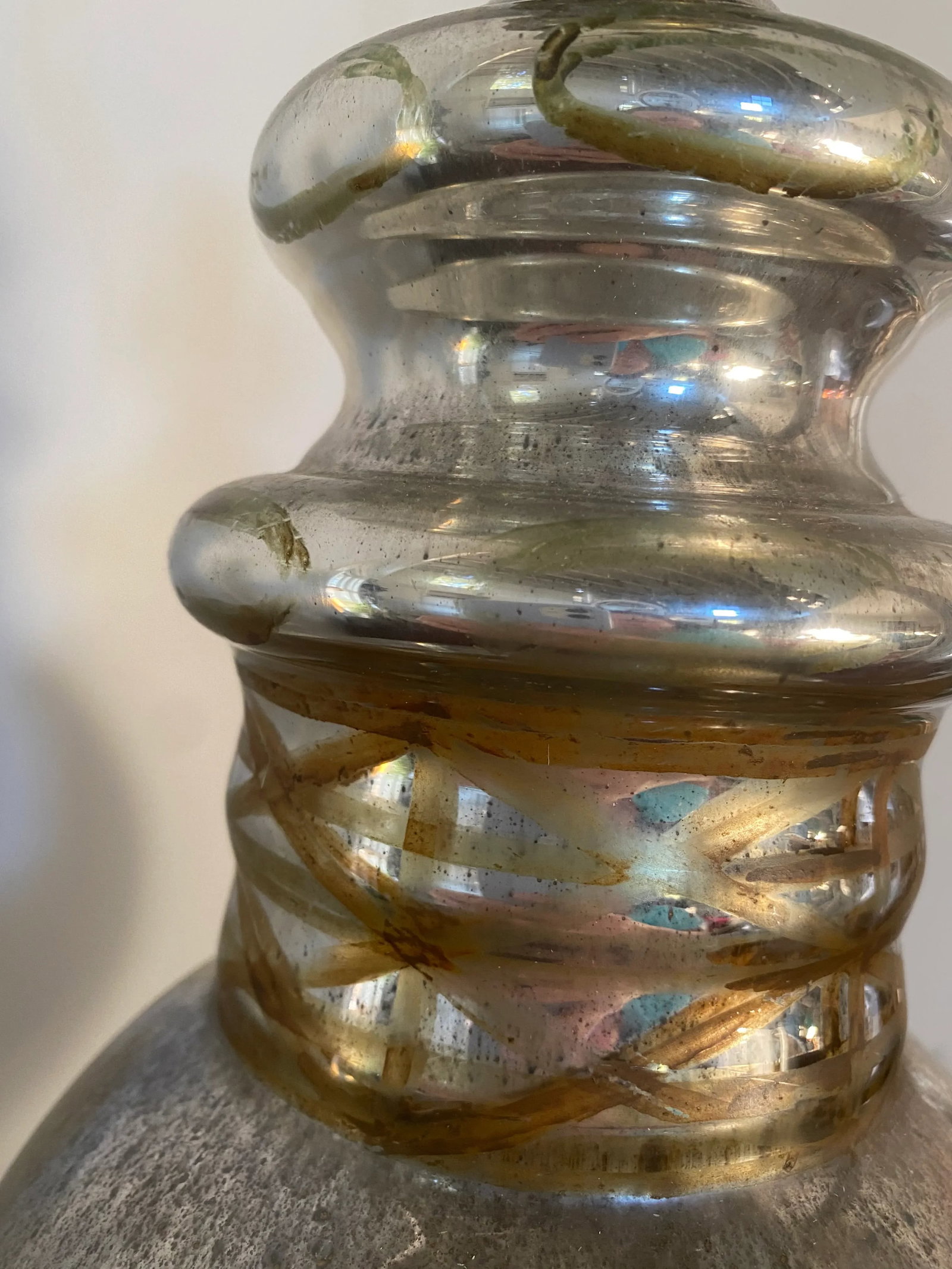 Antique Early 20th Century Mercury Glass Lamp - 5