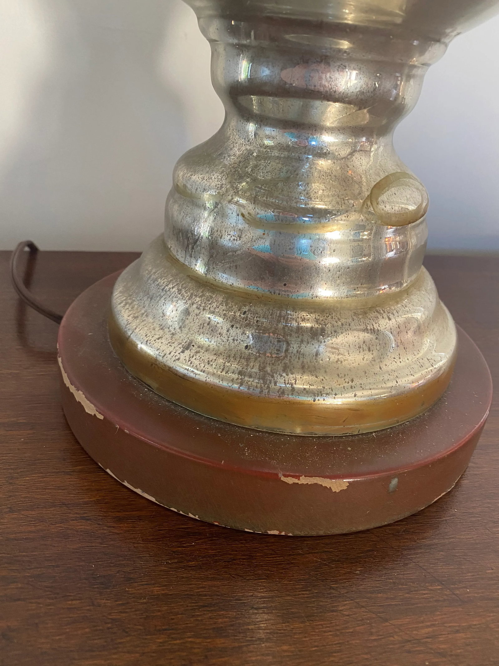 Antique Early 20th Century Mercury Glass Lamp - 6