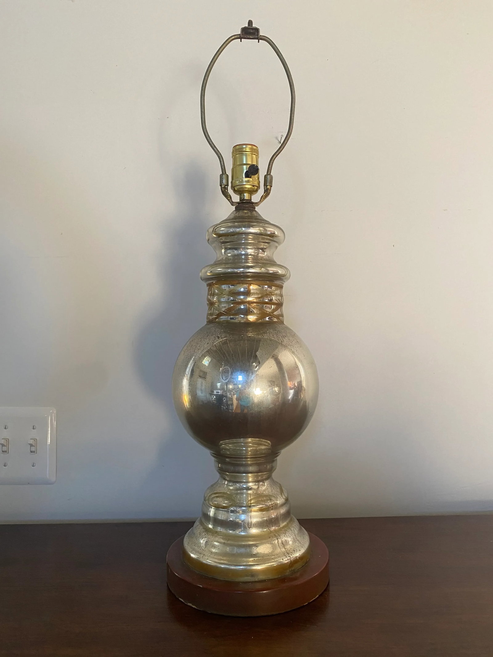 Antique Early 20th Century Mercury Glass Lamp - 9