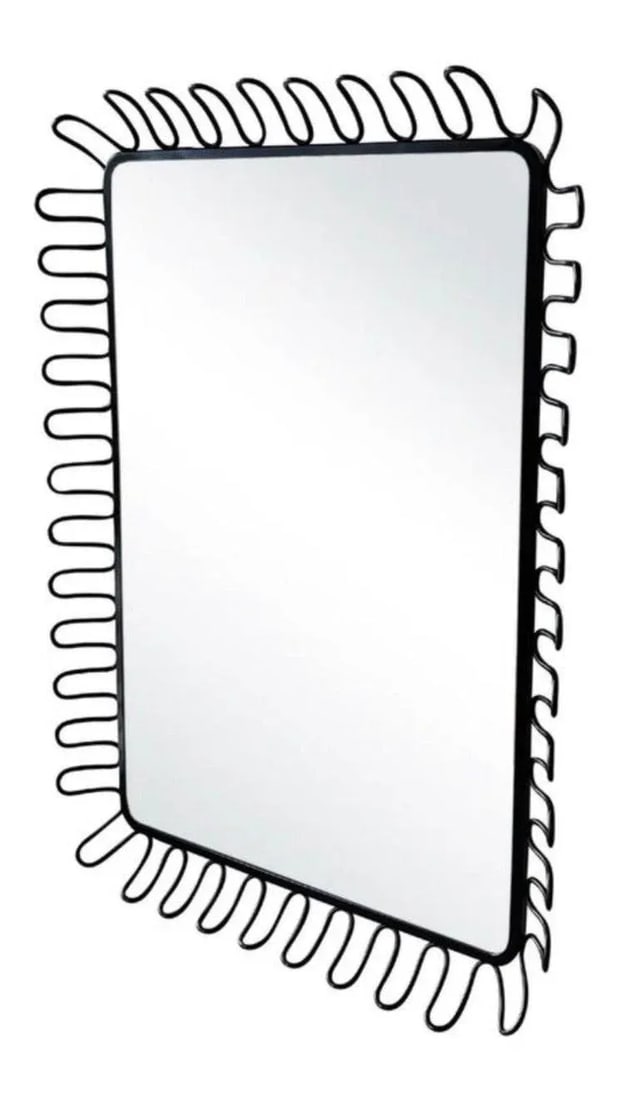 1980s Postmodern French Insp Lacquered Spiral Framed Danish Metal Wall Mirror - 2