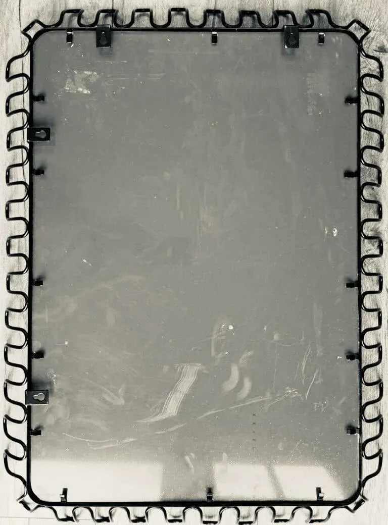 1980s Postmodern French Insp Lacquered Spiral Framed Danish Metal Wall Mirror - 5