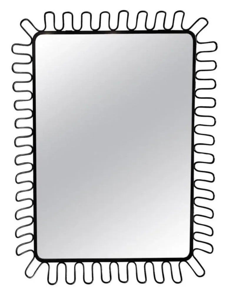 1980s Postmodern French Insp Lacquered Spiral Framed Danish Metal Wall Mirror - 6