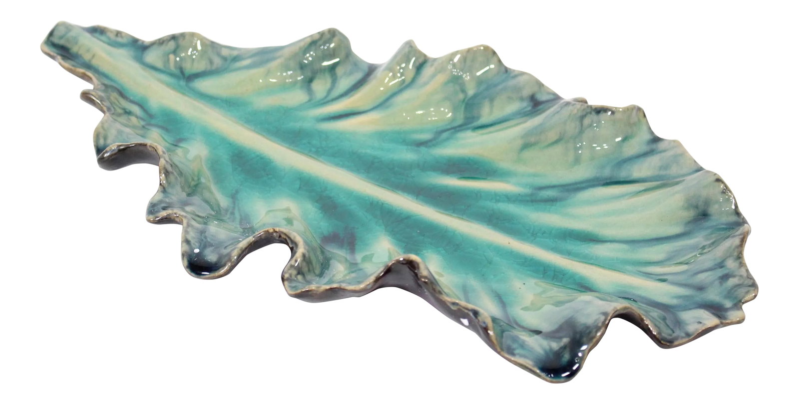Majolica Platter in Aquamarine by Jardins en Fleur - 12