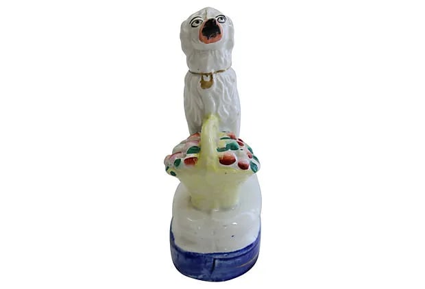 Antique Staffordshire Dog with Basket - 2