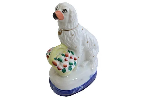 Antique Staffordshire Dog with Basket - 4