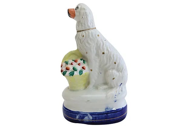 Antique Staffordshire Dog with Basket - 6