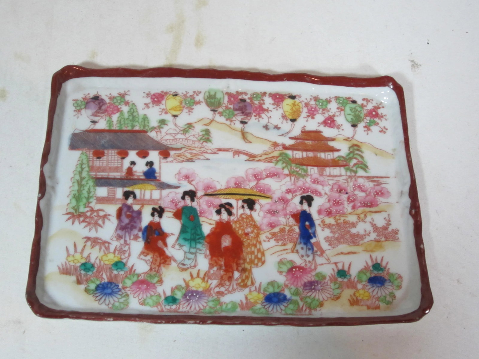 1930s Geisha Hand Painted Vanity Dresser Set - Set of 6 - 3