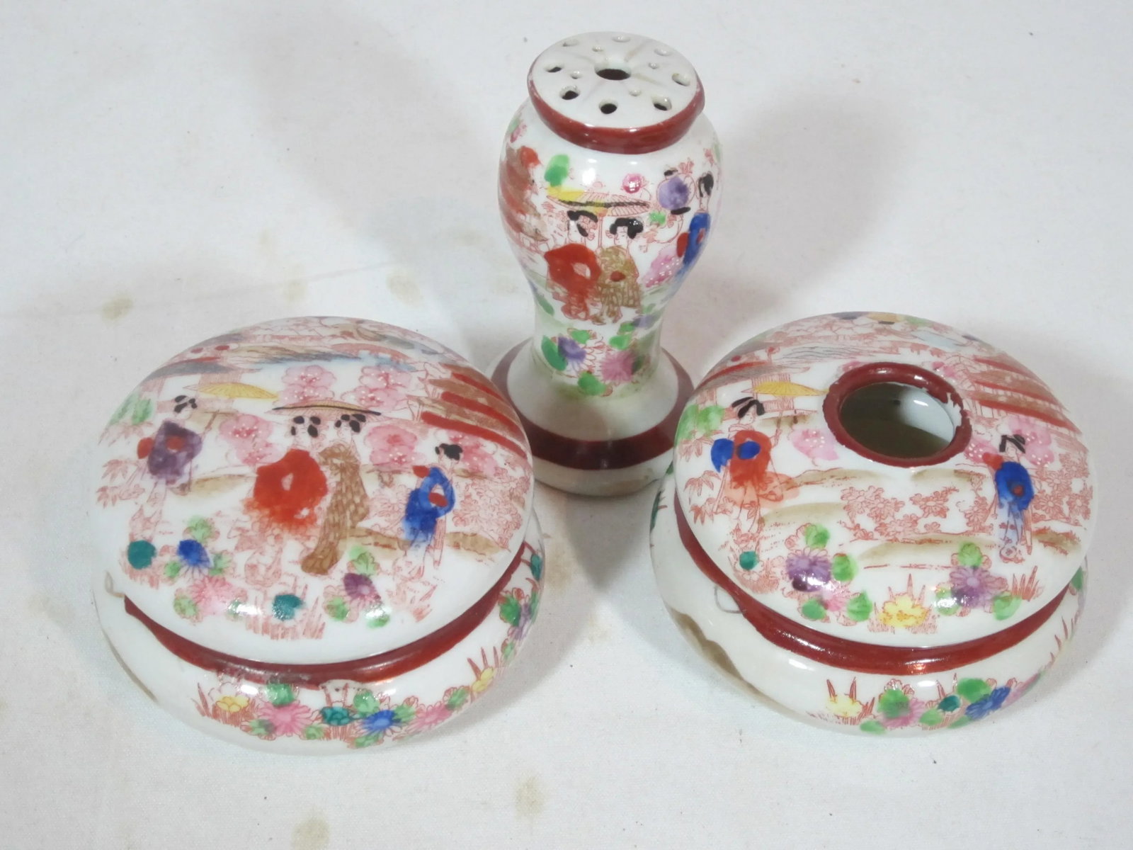 1930s Geisha Hand Painted Vanity Dresser Set - Set of 6 - 5