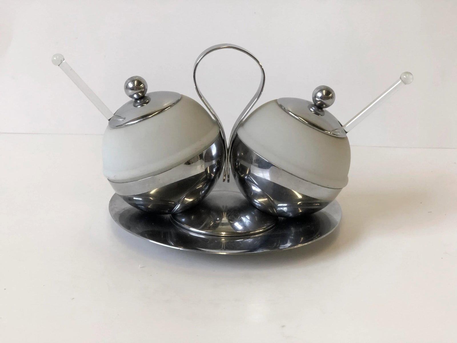 Art Deco Chrome and Glass Serving Piece by Chase - Set of 4 - 2