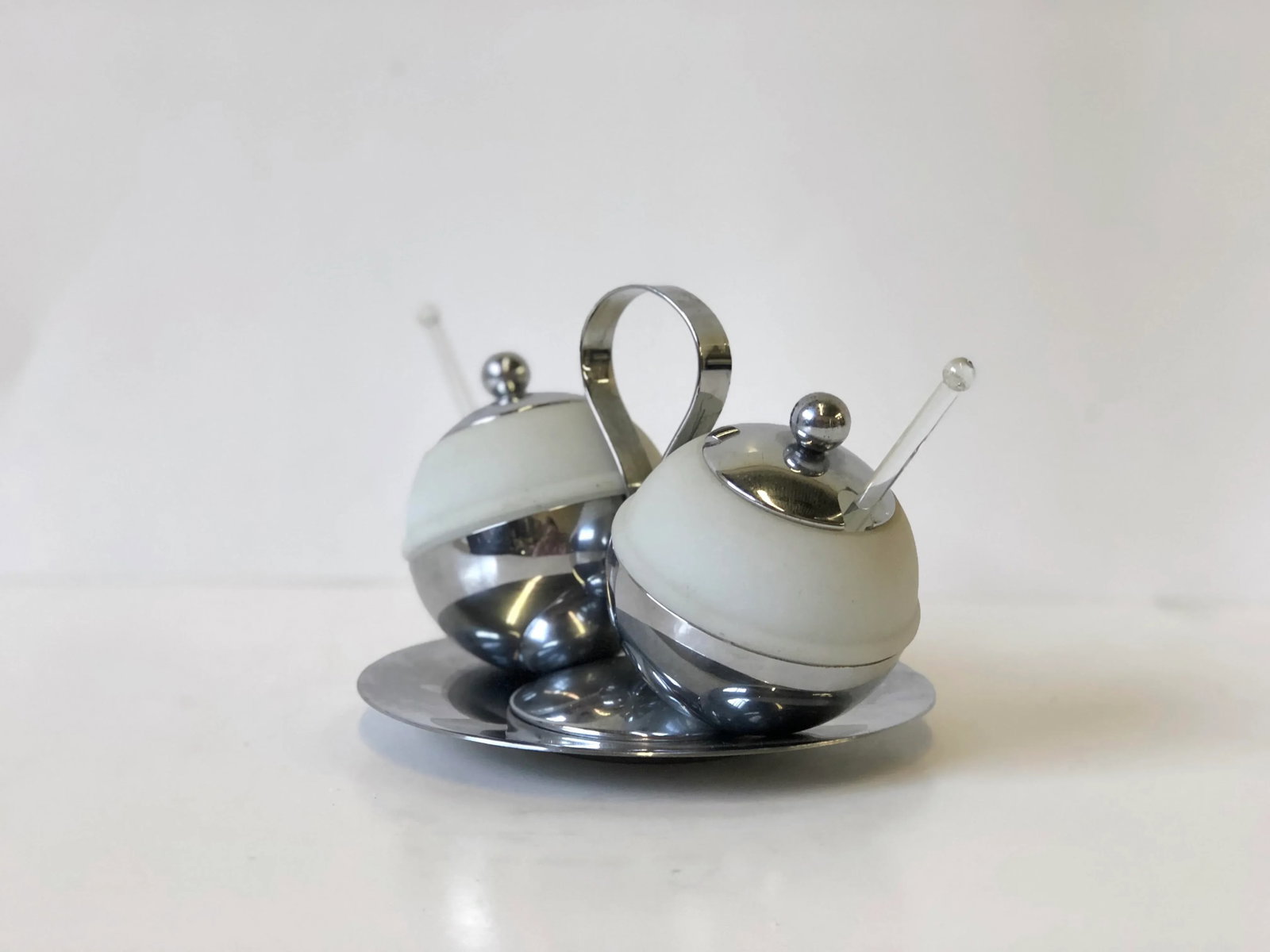 Art Deco Chrome and Glass Serving Piece by Chase - Set of 4 - 3