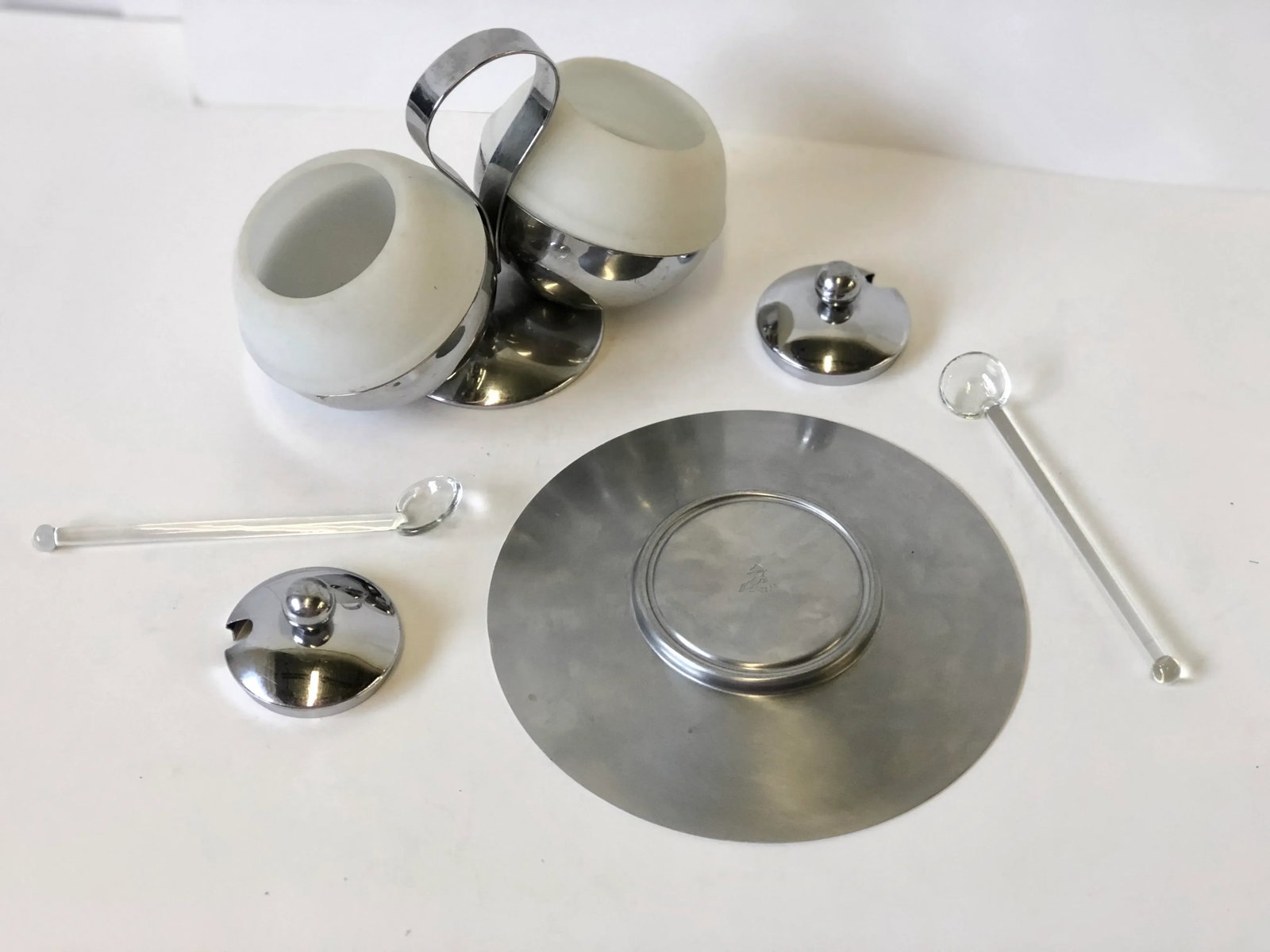Art Deco Chrome and Glass Serving Piece by Chase - Set of 4 - 5