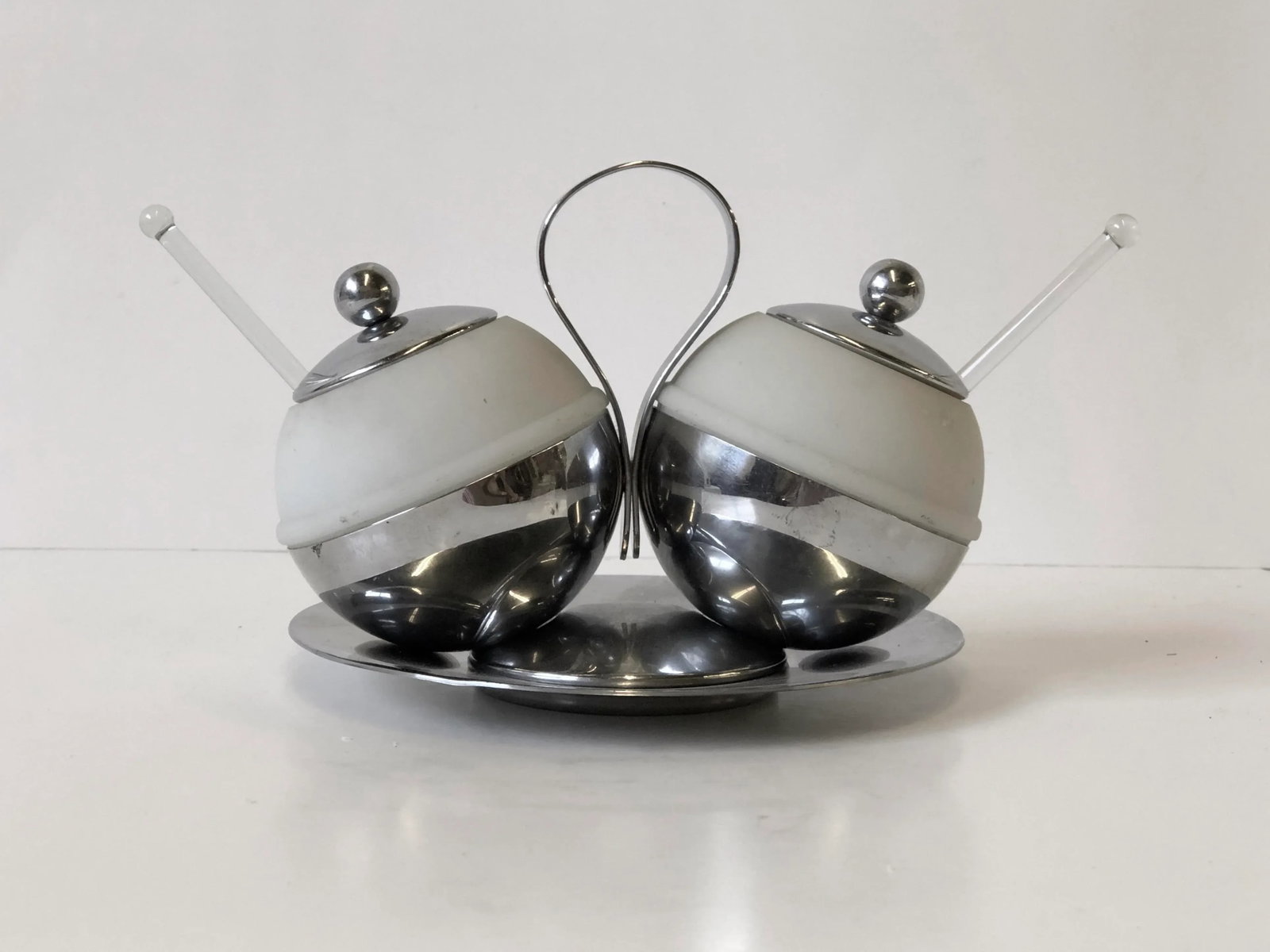 Art Deco Chrome and Glass Serving Piece by Chase - Set of 4 - 8