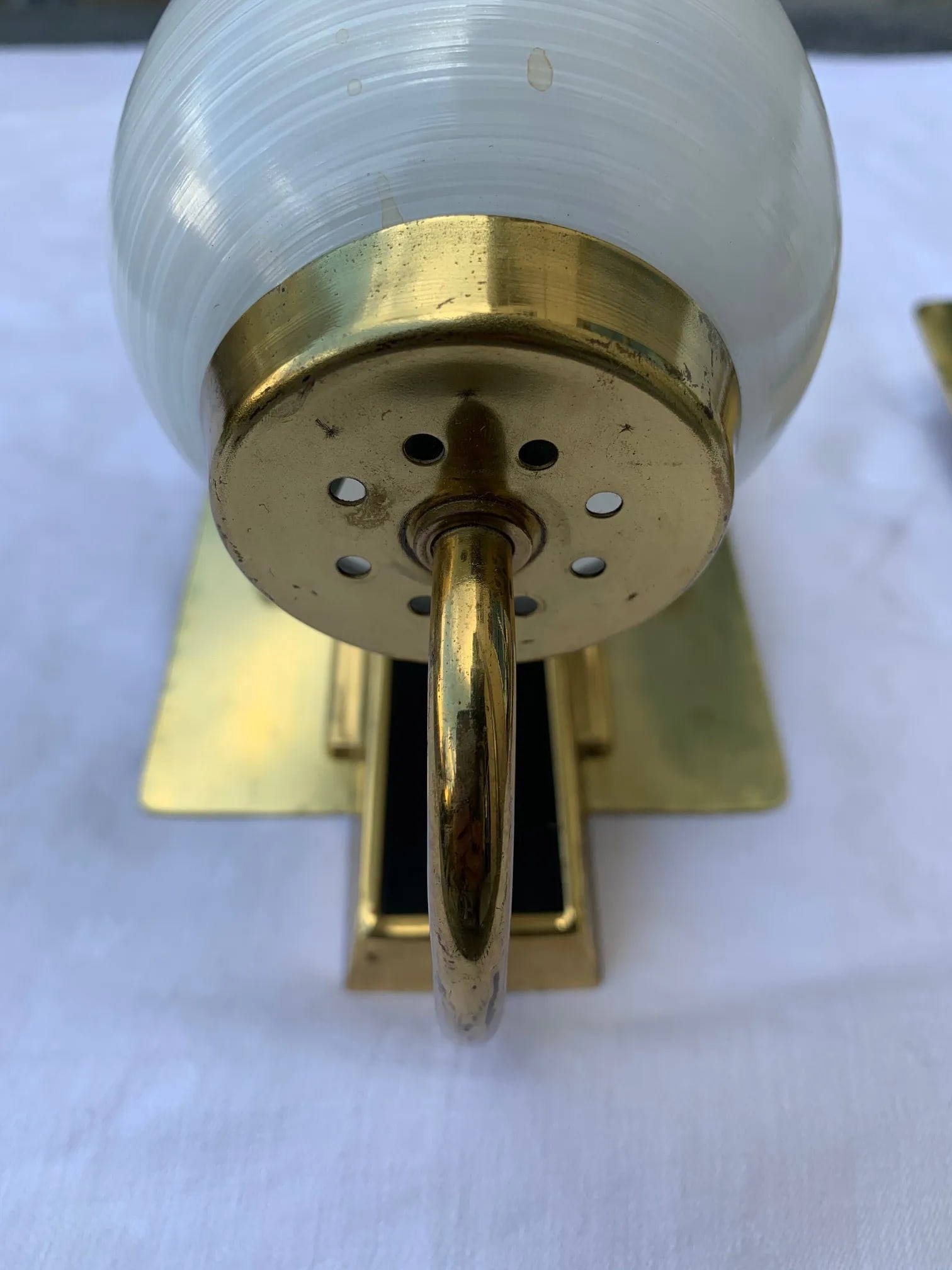 1950s Stilnovo Style White Black and Brass Sconces - a Pair - 7