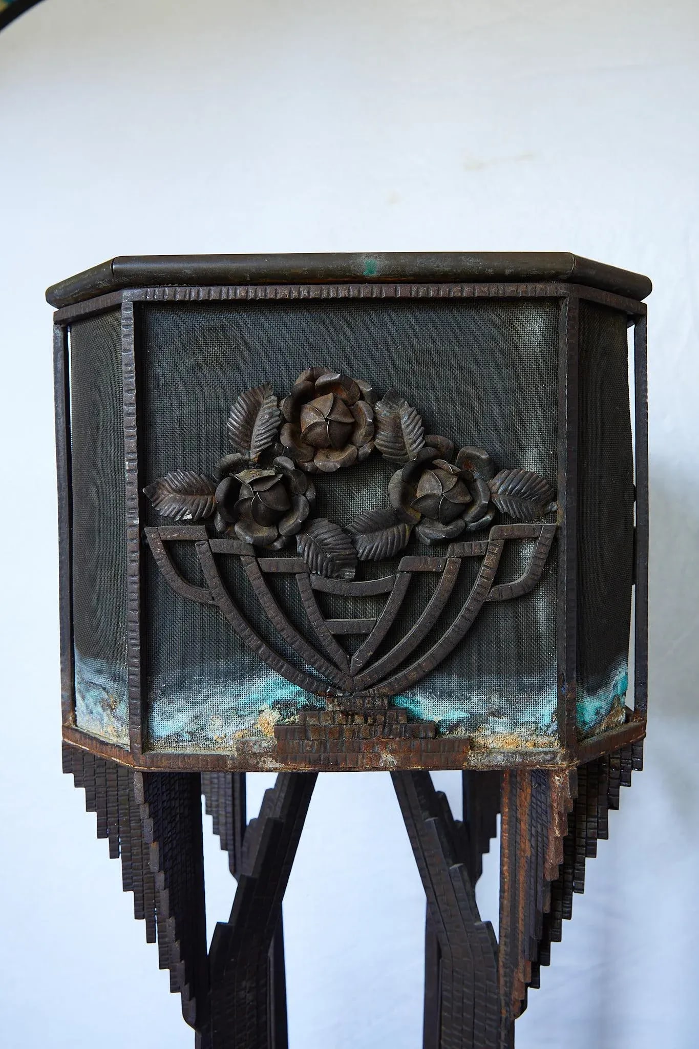 Art Deco Iron Pedestal Planter - 7