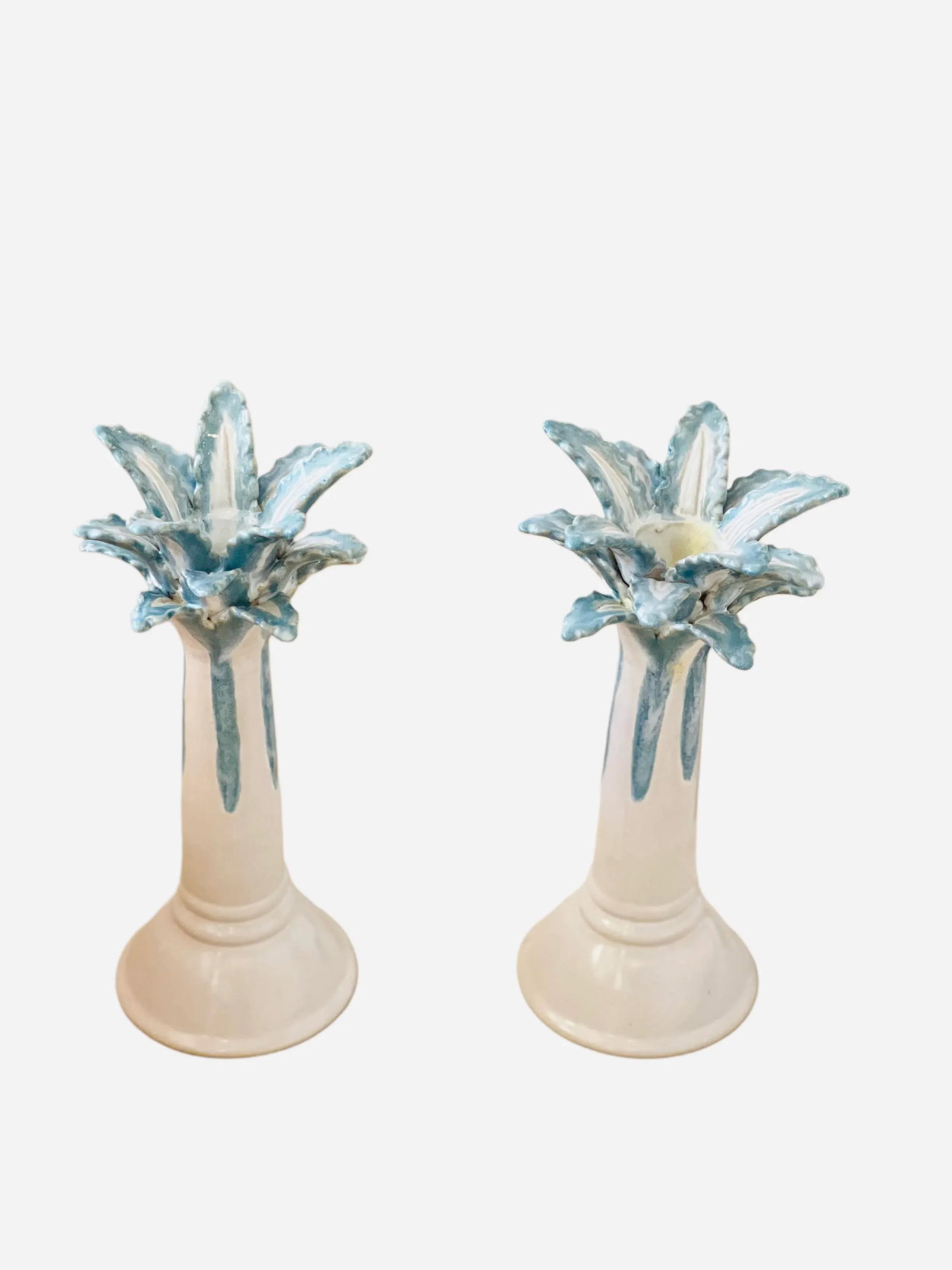 Tall Pair of Palm Beach Style Palm Tree Candle Holders - 2