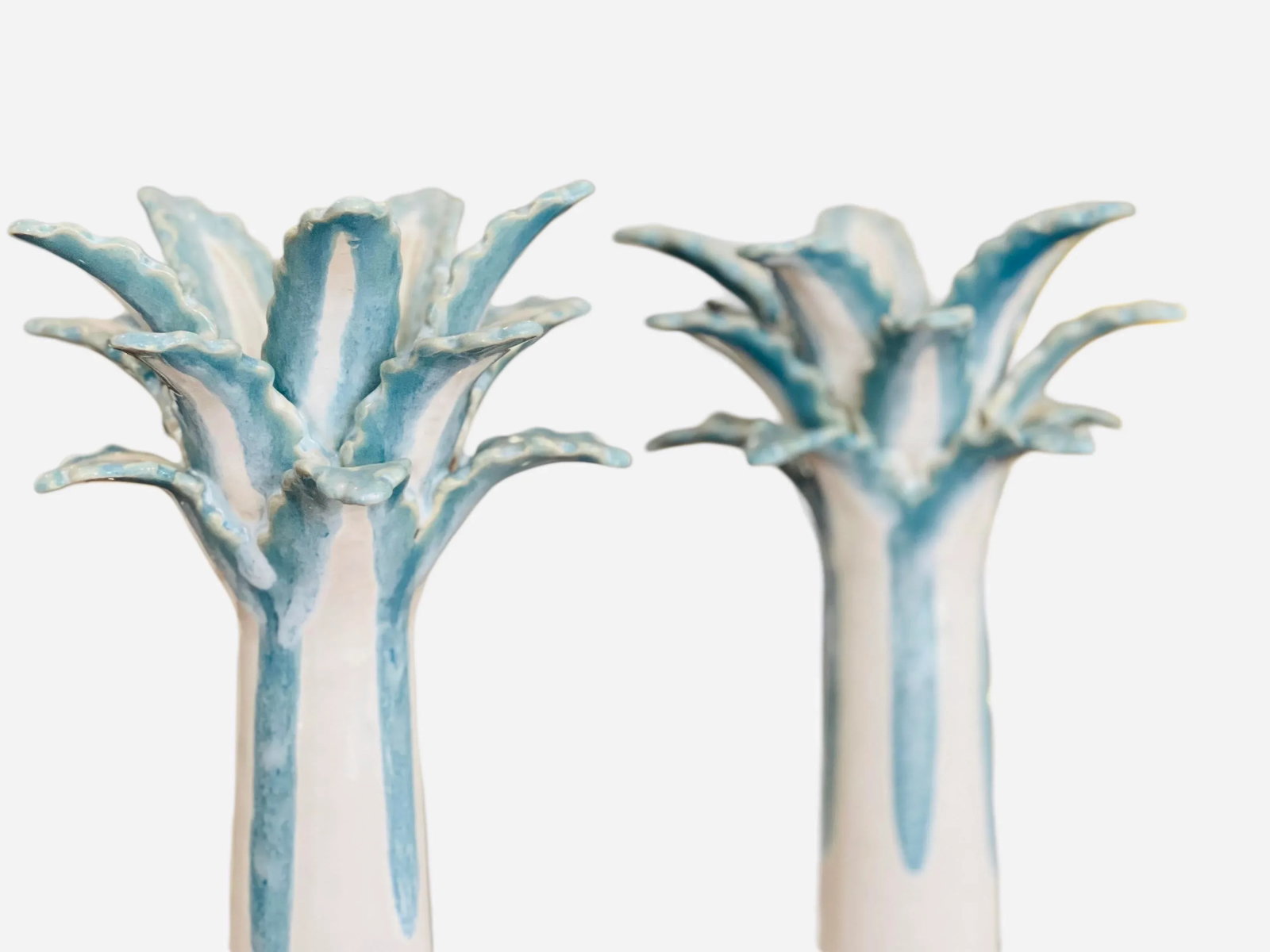 Tall Pair of Palm Beach Style Palm Tree Candle Holders - 3