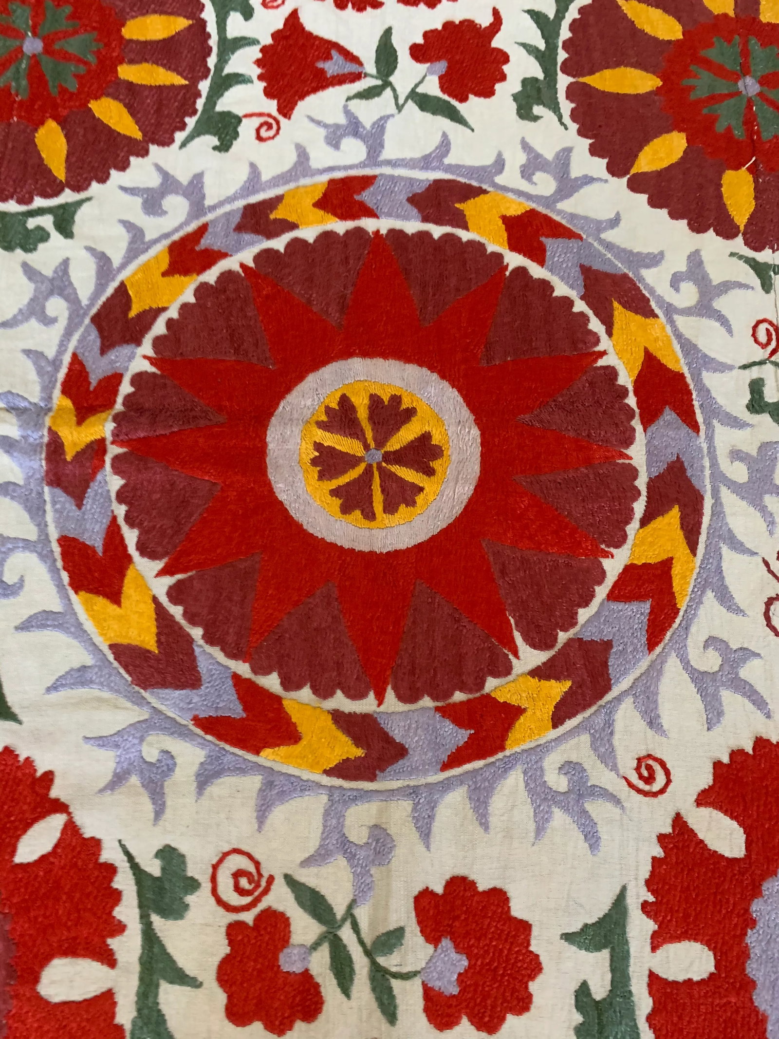 Vintage Colorful Hand Embroidered Floral Pommagranite Suzani Textile Bukhara Uzbekistan - 11