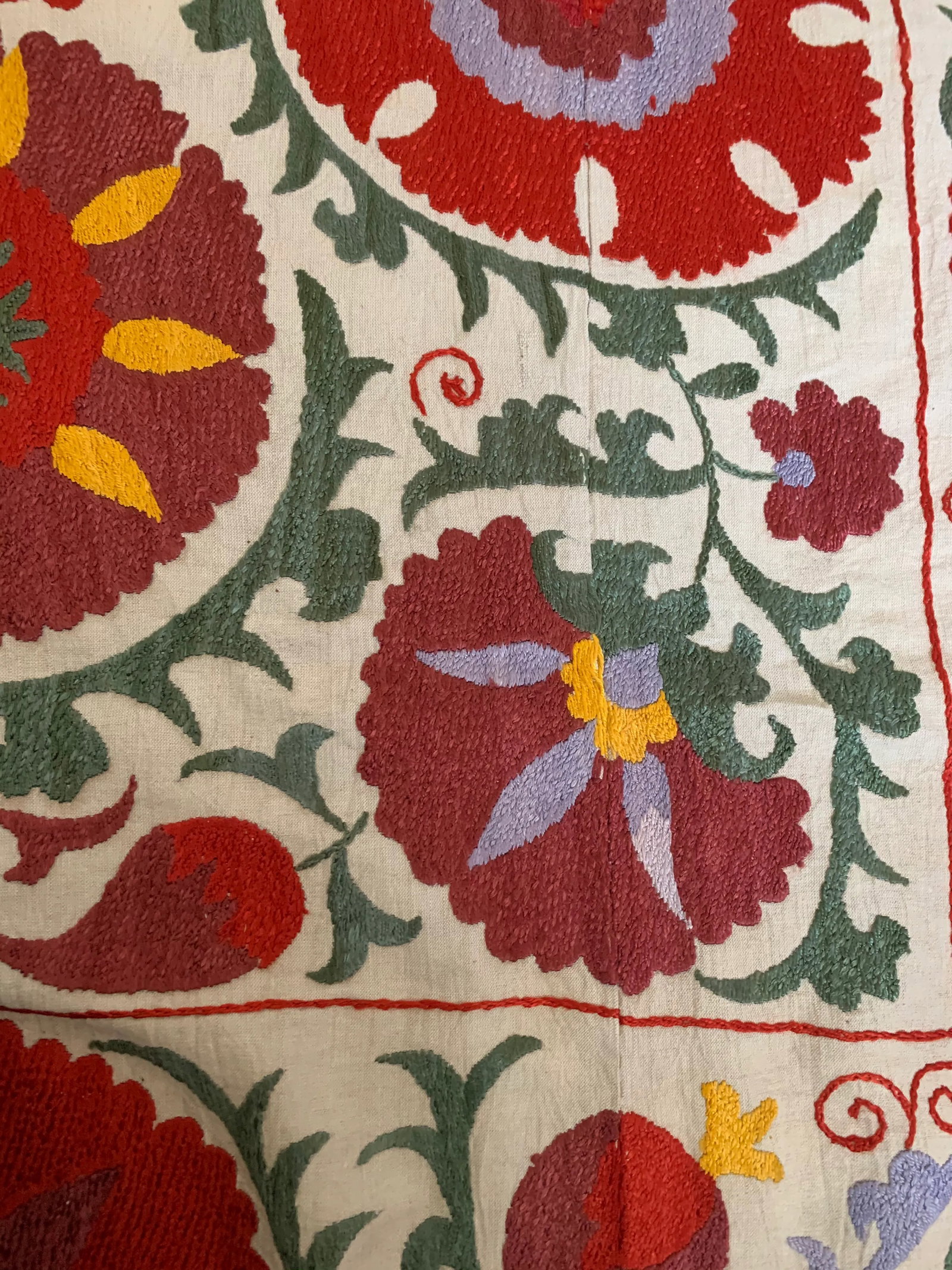 Vintage Colorful Hand Embroidered Floral Pommagranite Suzani Textile Bukhara Uzbekistan - 12