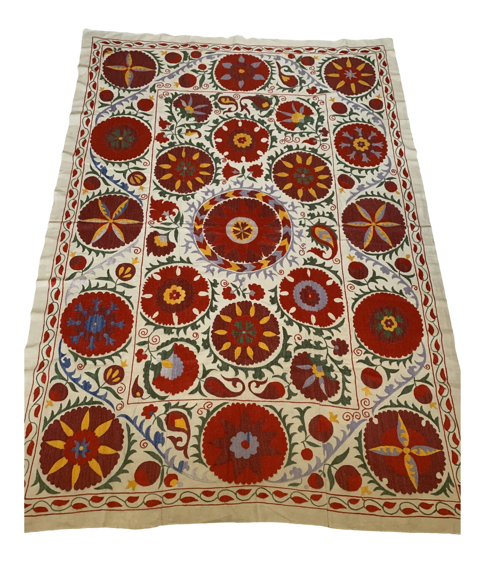 Vintage Colorful Hand Embroidered Floral Pommagranite Suzani Textile Bukhara Uzbekistan (1 of 13)