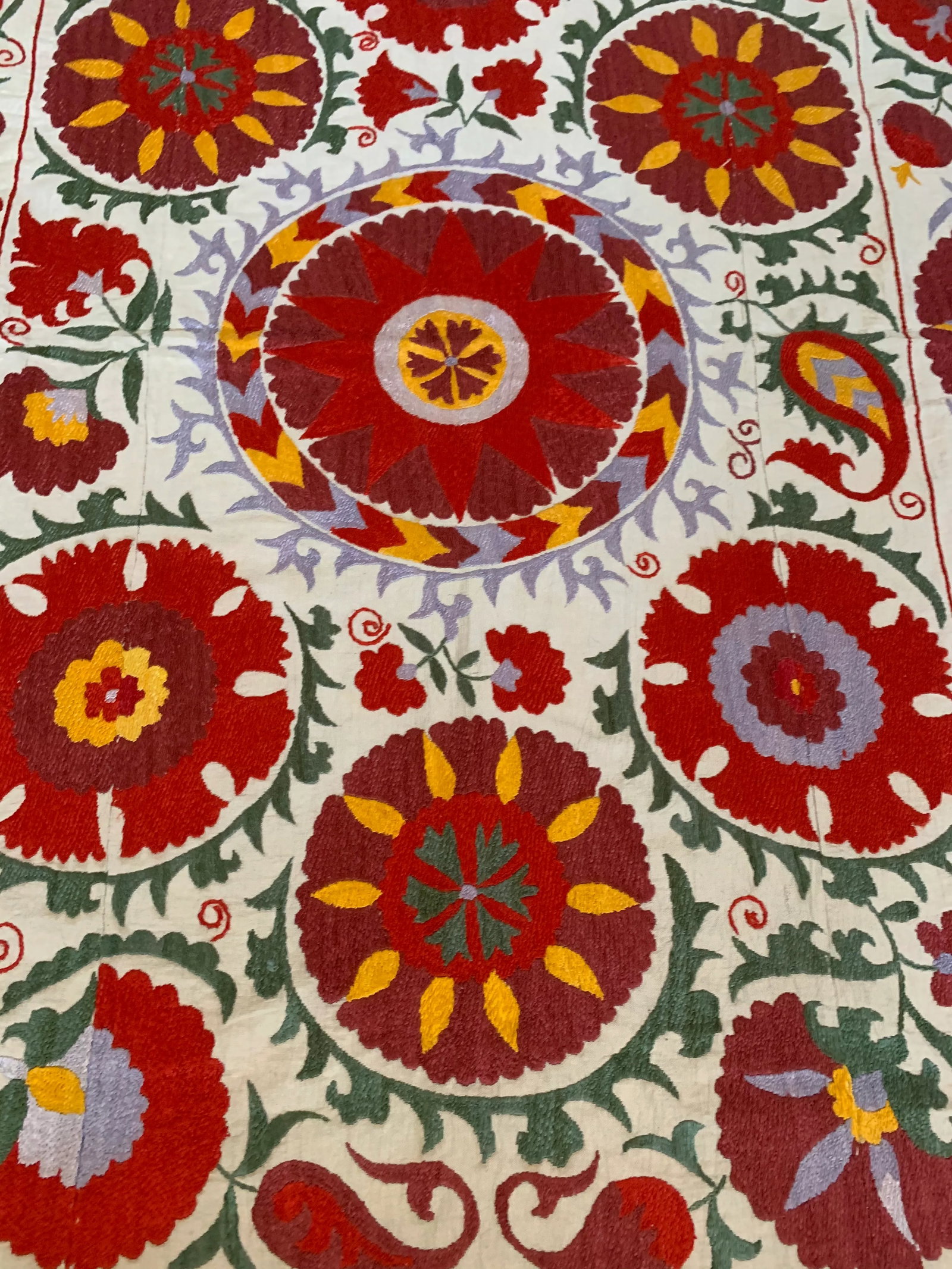 Vintage Colorful Hand Embroidered Floral Pommagranite Suzani Textile Bukhara Uzbekistan - 3