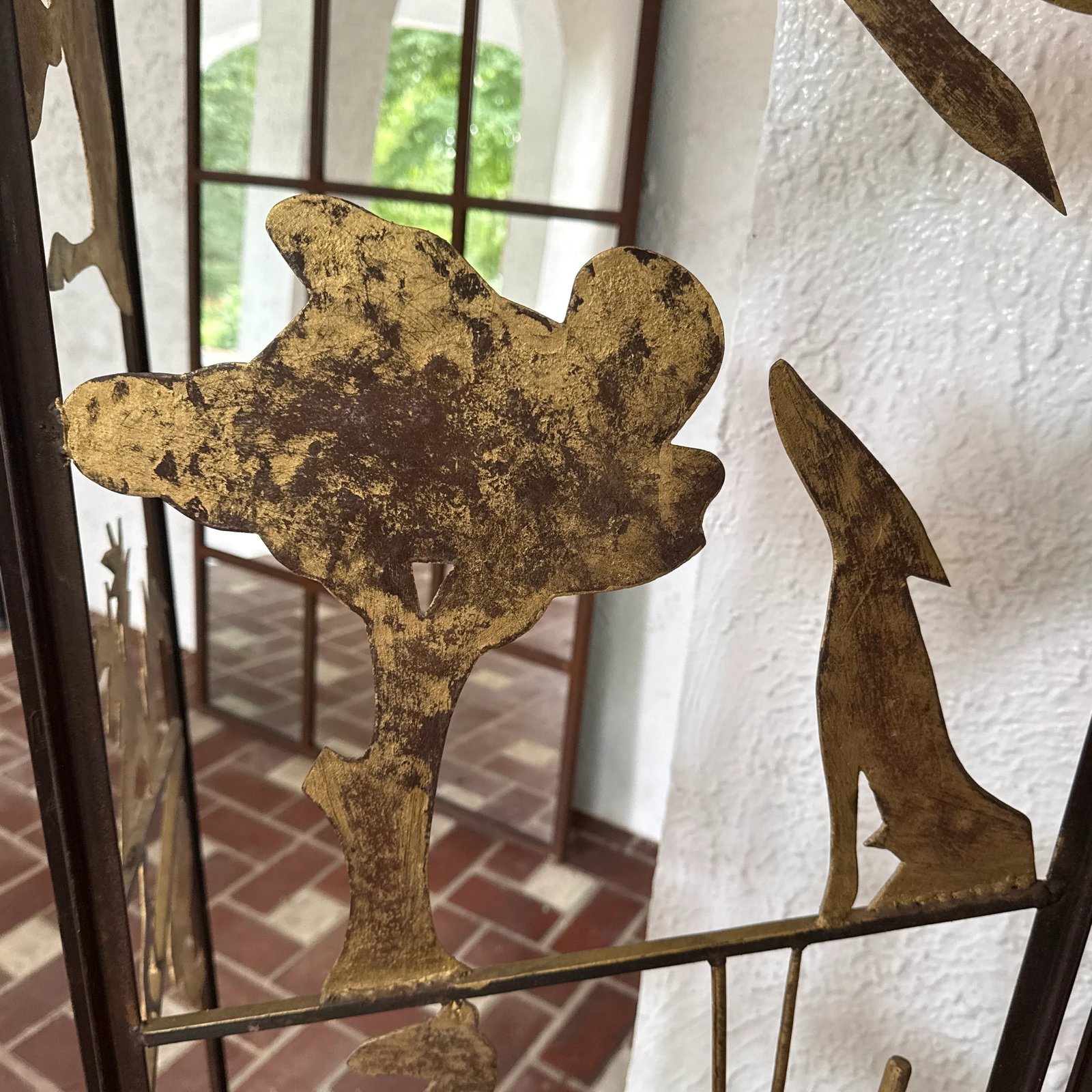 A Vintage Metalwork Room Divider With Animals, Figures and Naturalistic Objects - 12