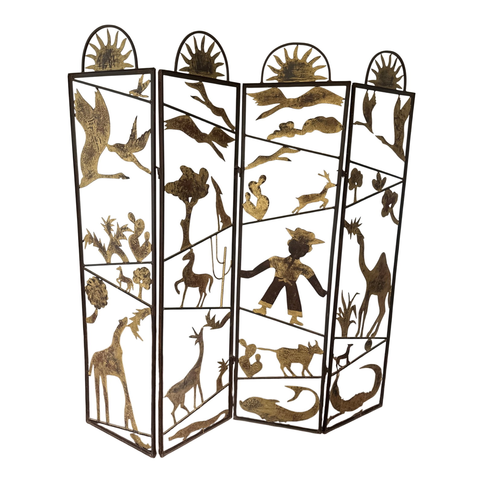 A Vintage Metalwork Room Divider With Animals, Figures and Naturalistic Objects (1 of 12)