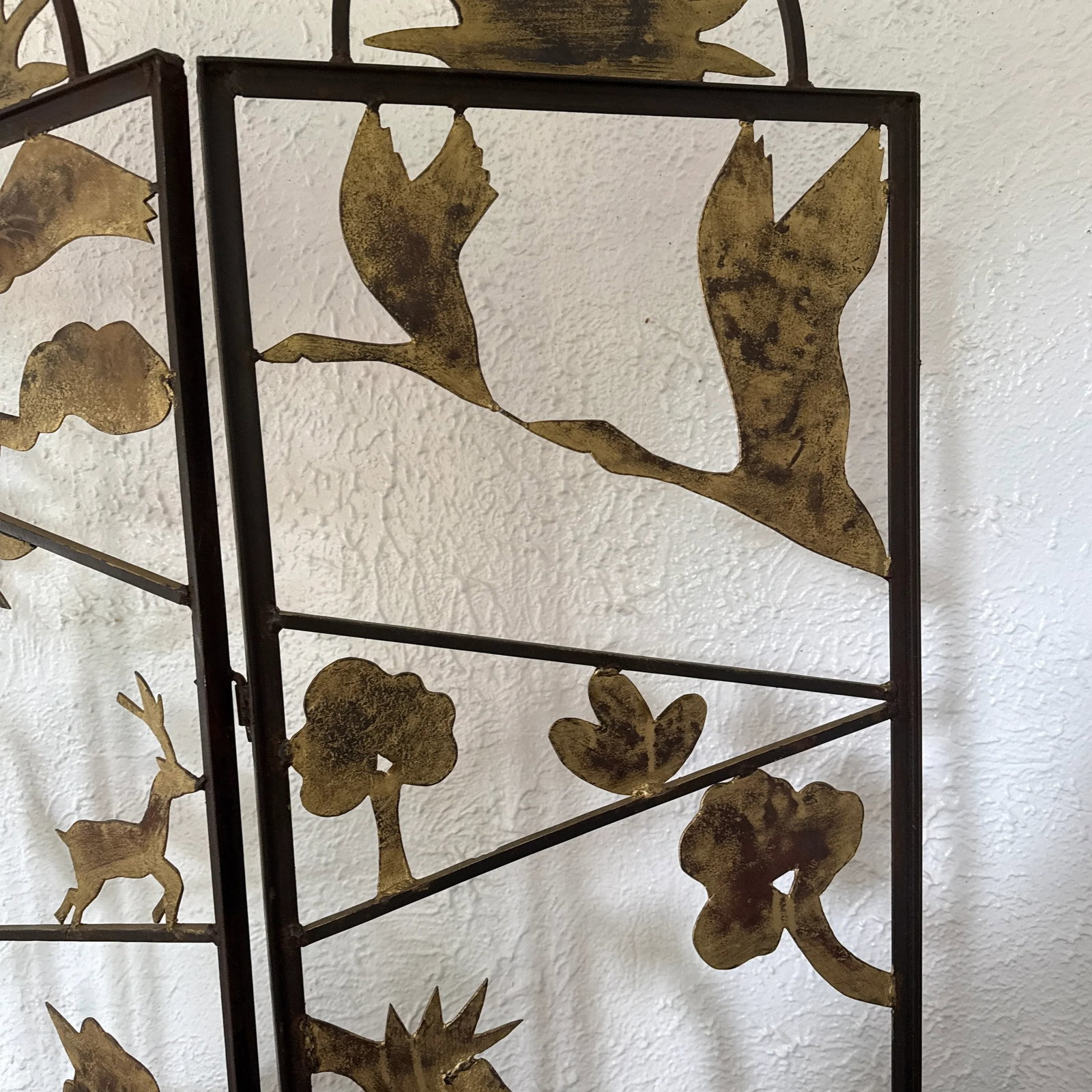 A Vintage Metalwork Room Divider With Animals, Figures and Naturalistic Objects - 5